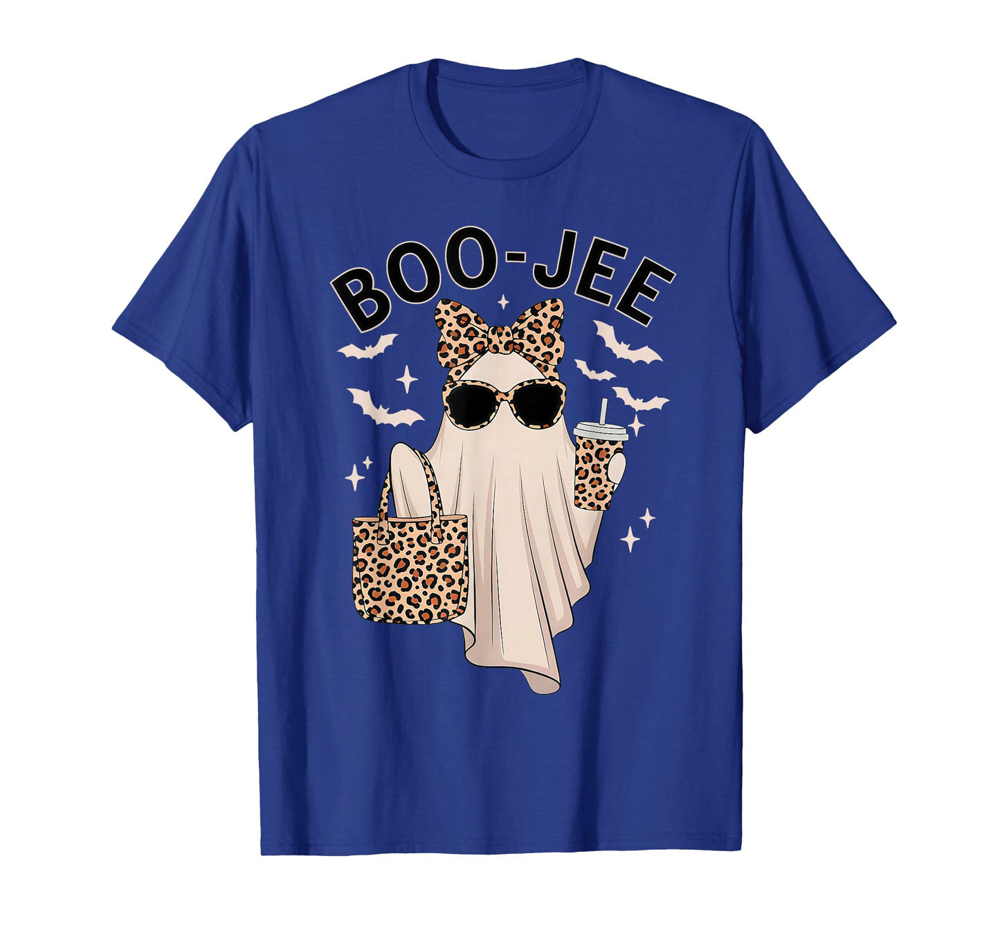 Coquette Leopard Ghost Coffee Boo-JEE Halloween Boujee Ghost T-Shirt
