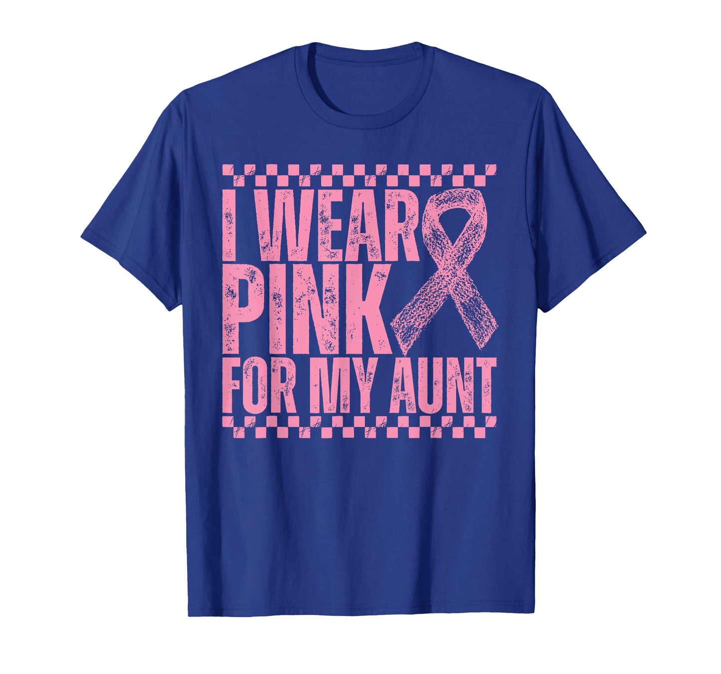 I Wear Pink for My Aunt Auntie Checkered Breast Cancer T-Shirt