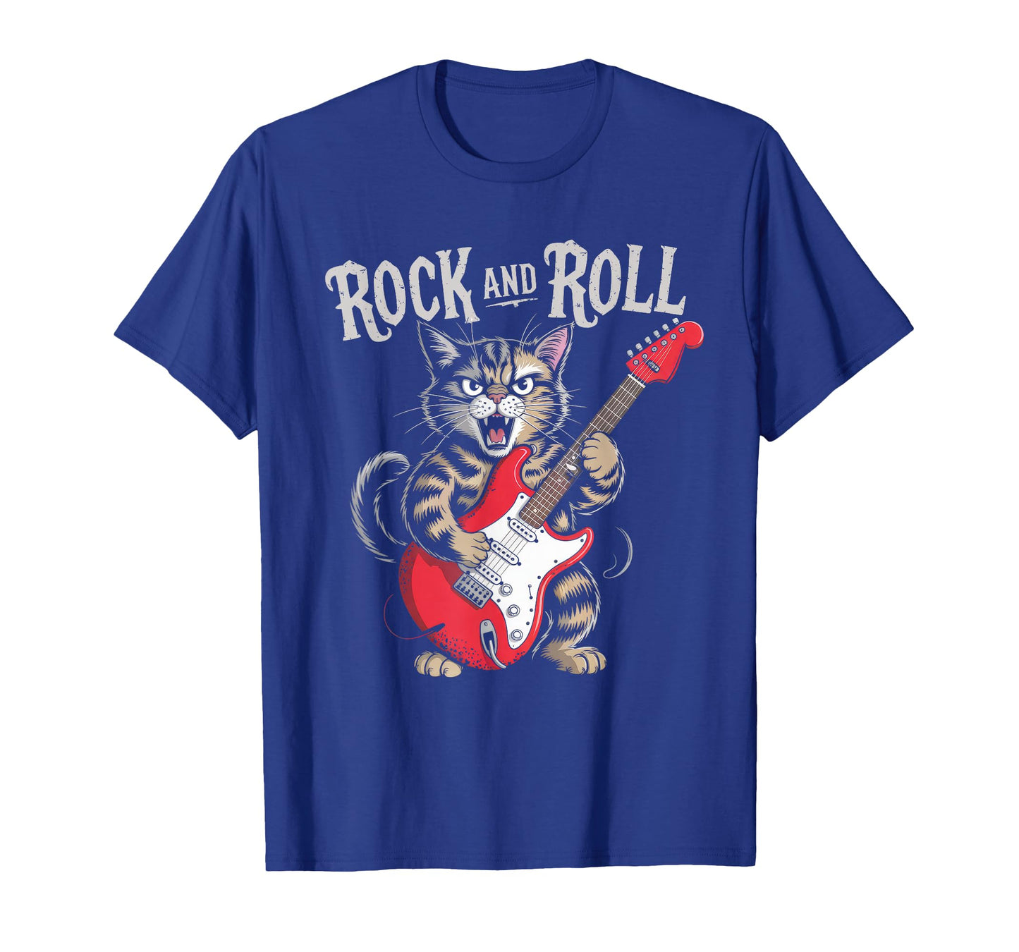 Rock and Roll Cat Playing Guitar Rock Star for Men Women Kid T-Shirt