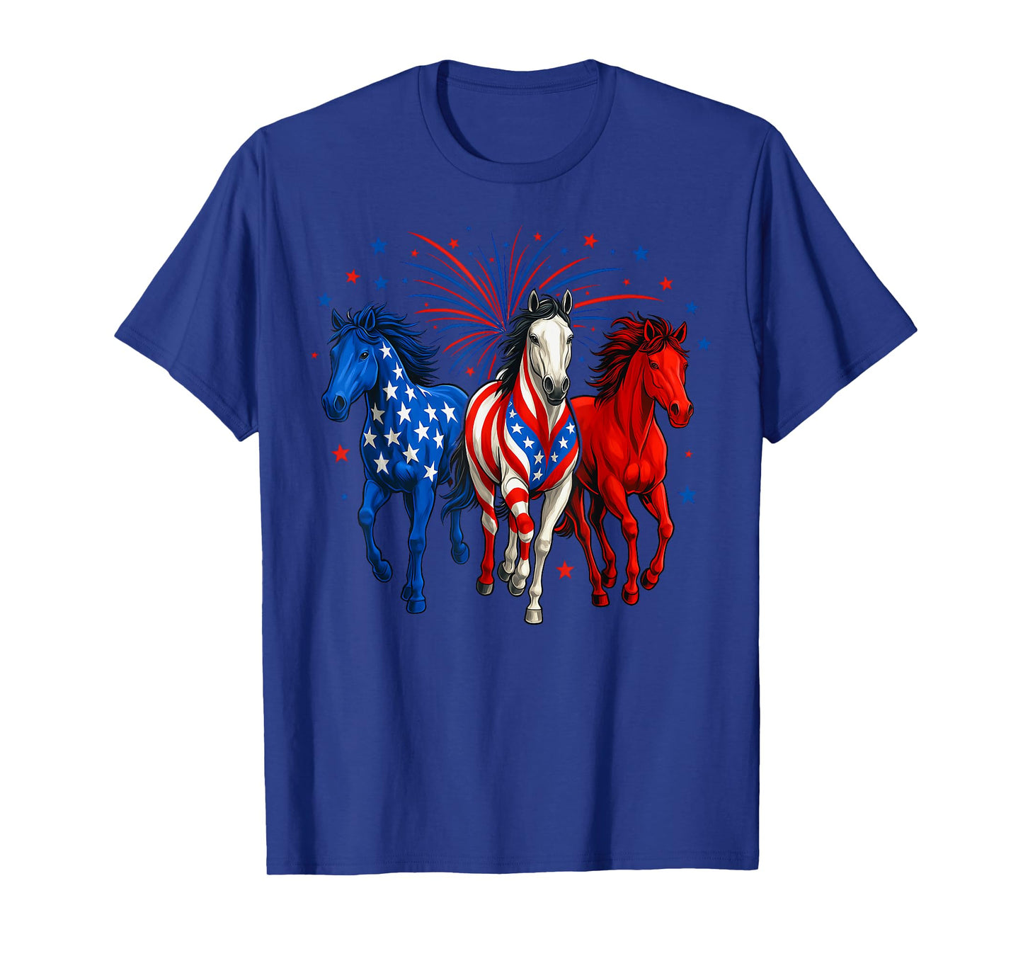 Horse Lovers Red White And Blue American Flag 4th Of July T-Shirt