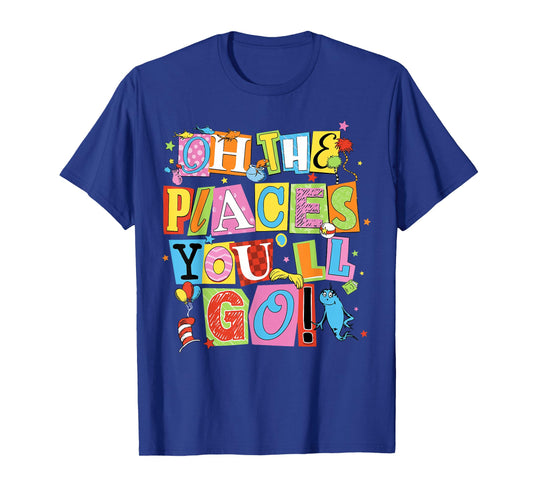 Reading Day Oh Places You Go Doctor Teacher Cat Hat Autism T-Shirt