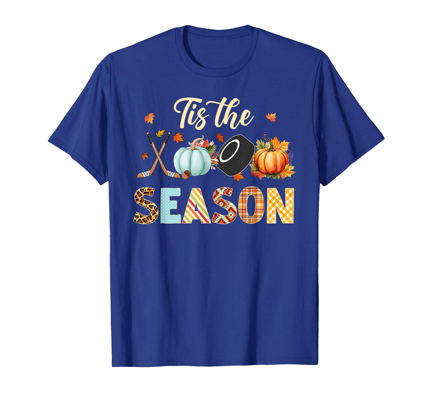 Hockey Tis The Season Pumpkin Autumn Fall Thanksgiving T-Shirt