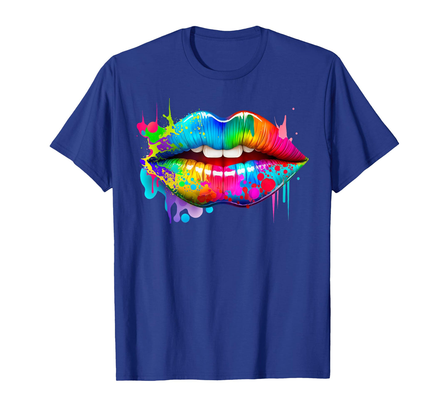 Colorful Lips Trendy Kiss Mouth Women Bright Mouth Dripping T-Shirt