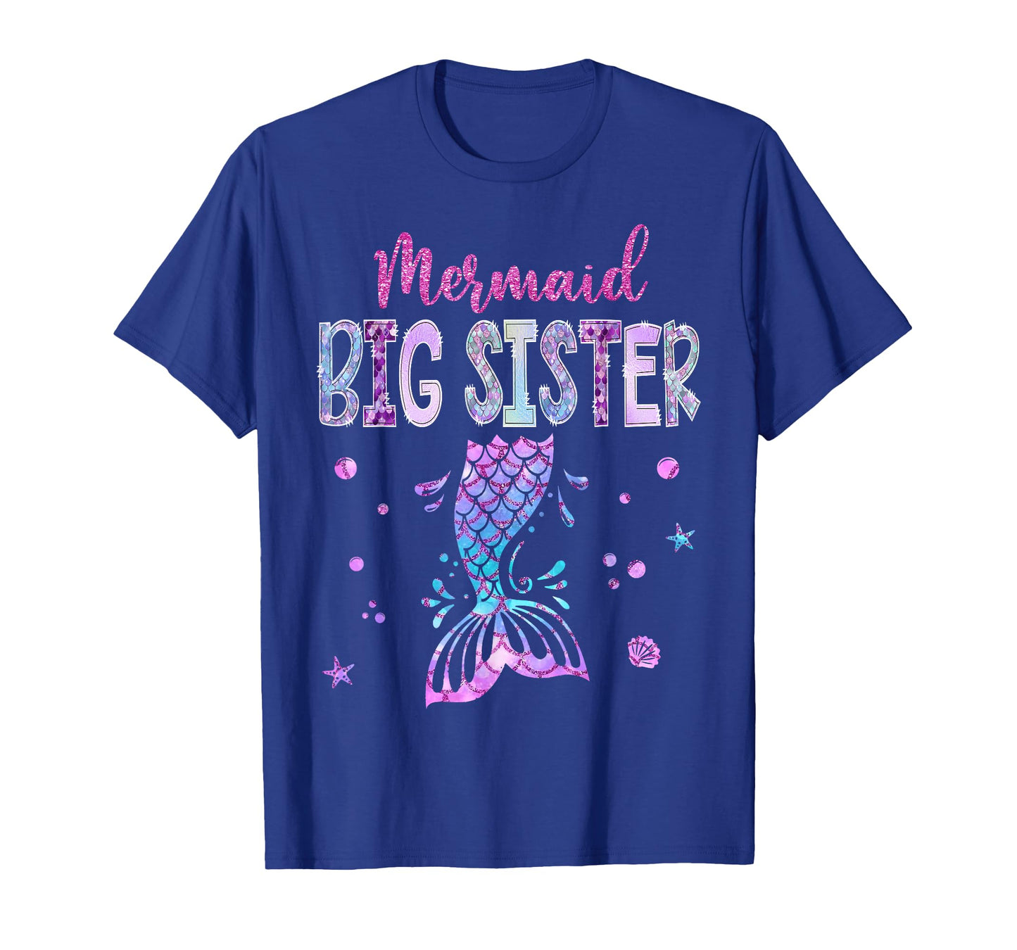 Mermaid Big Sister Birthday Party Girl Family Matching T-Shirt