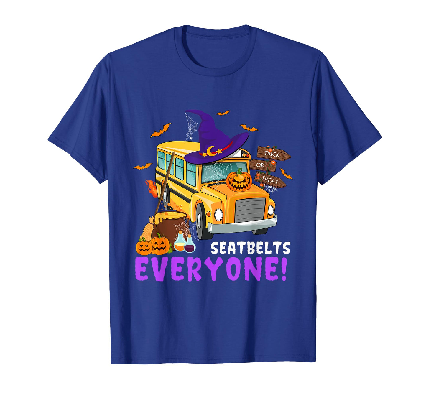 Seatbelts Everyone School Bus Driver Spooky Halloween Party T-Shirt