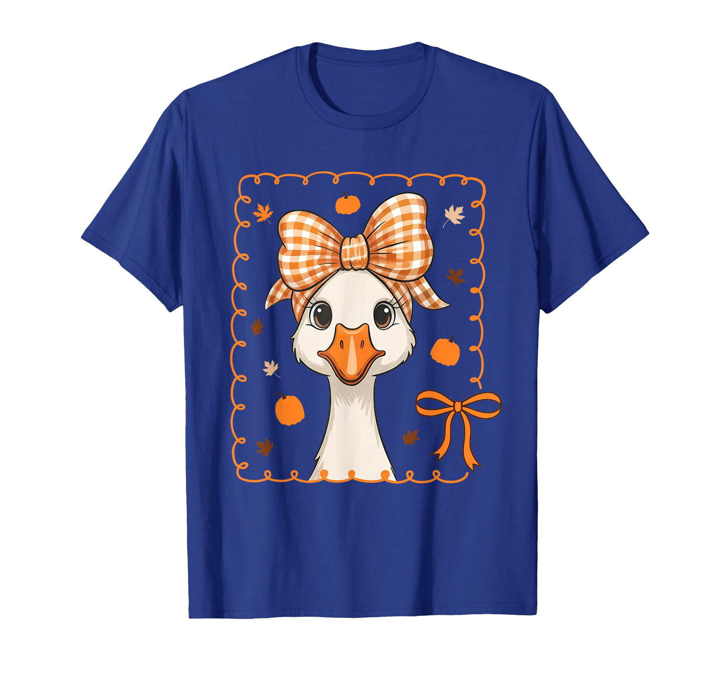 Goose Silly Pumpkin Coquette Bow Autumn Fall Thanksgiving T-Shirt