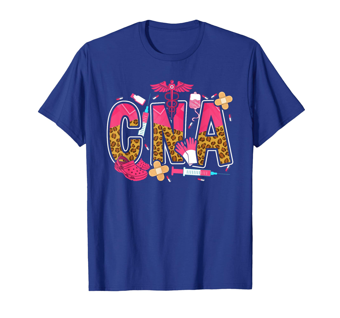 Retro Floral Leopard Cowhide CNA Certified Nursing Assistant T-Shirt