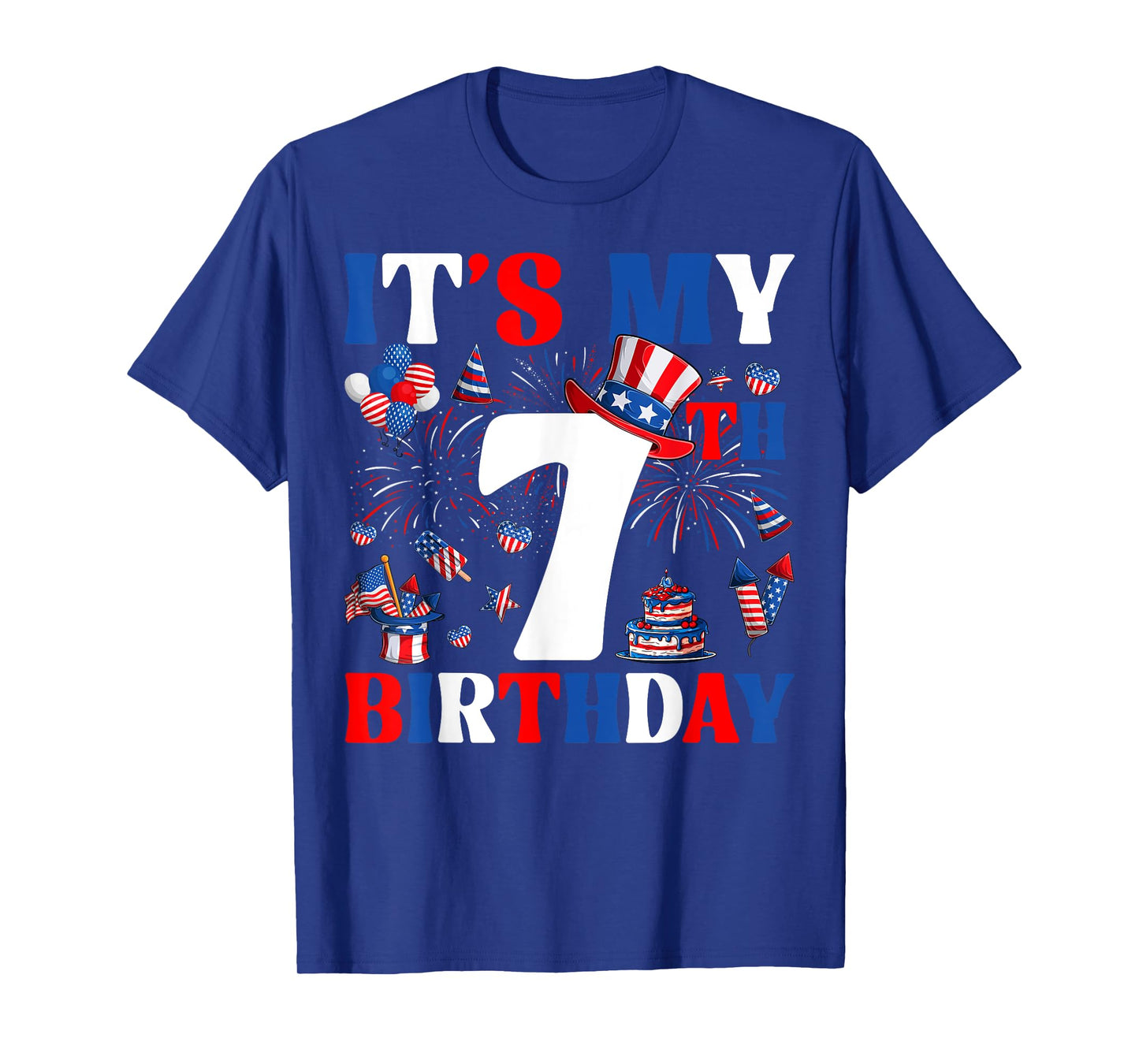It's My 7th Birthday USA Flag Independence Day 4th Of July T-Shirt
