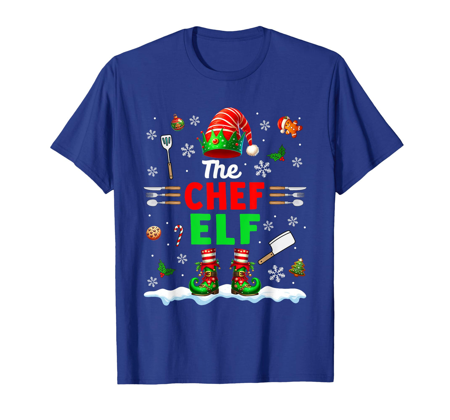 The Chef Elf Christmas Job Team Matching Funny Party T-Shirt