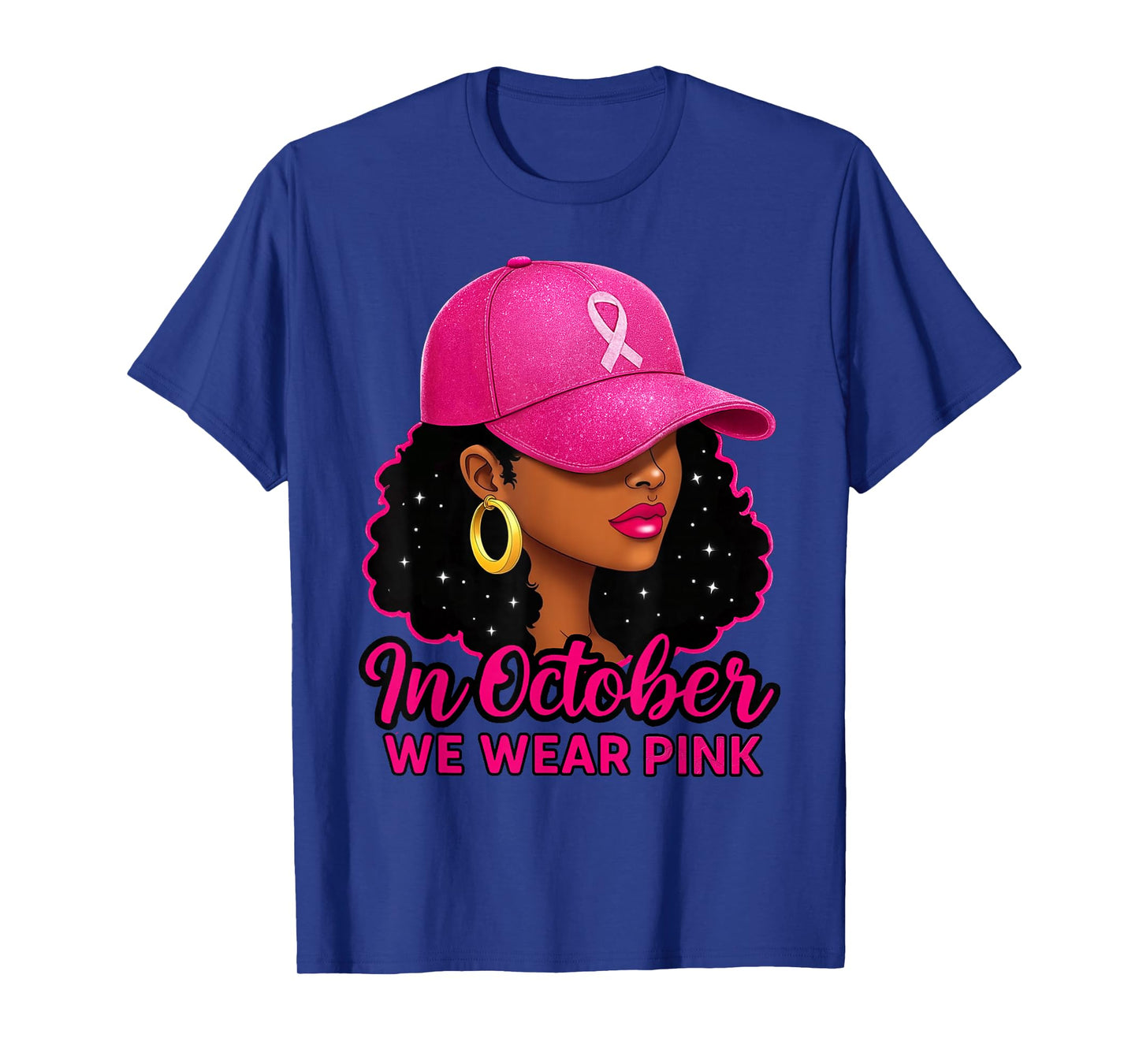 in October We Wear Pink Black Women Breast Cancer Awareness T-Shirt