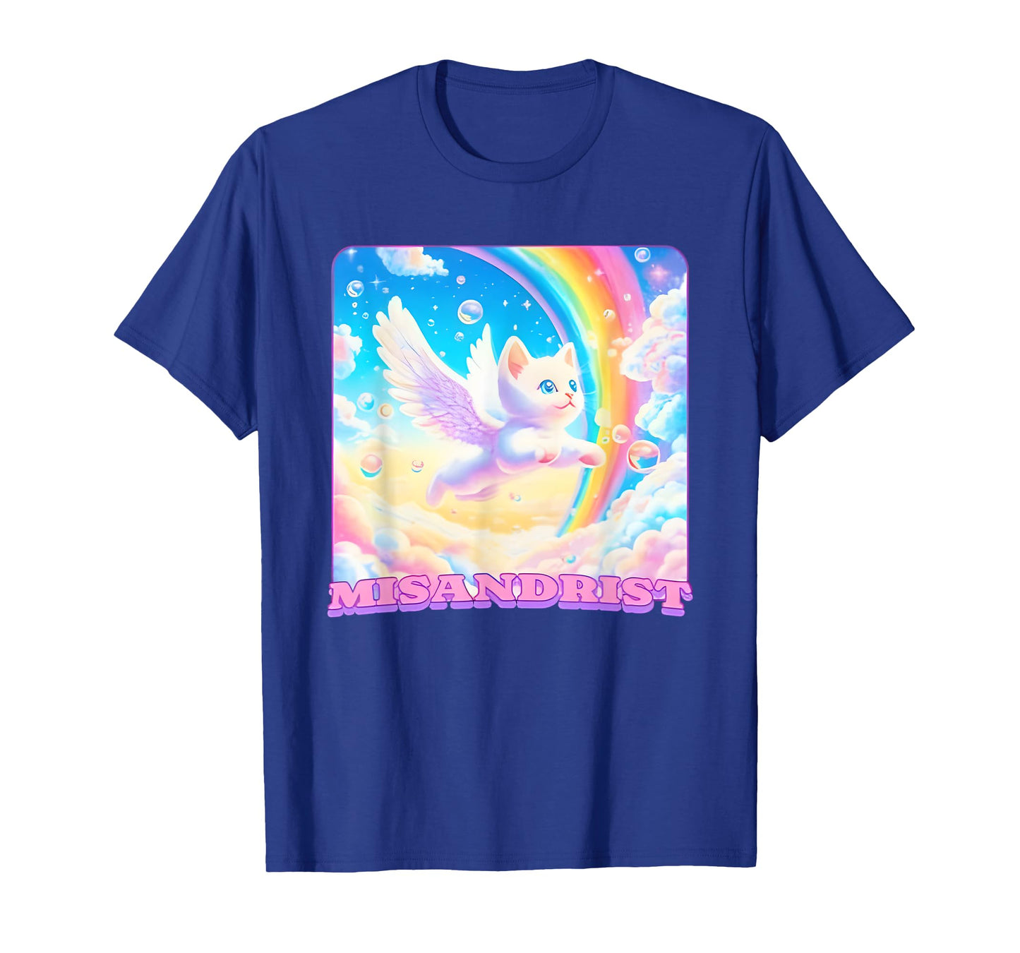Misandrist Cat Wings Rainbow T-Shirt