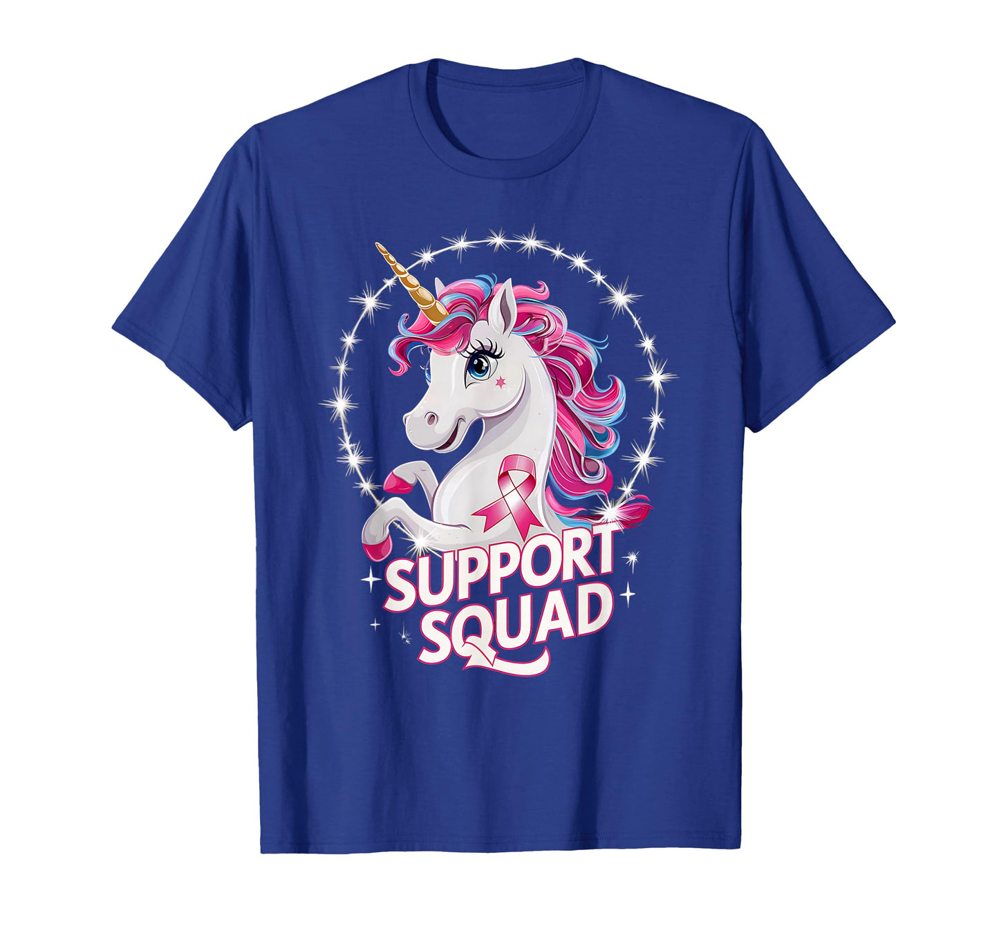 Pink Ribbon Breast Cancer Awareness Support Squad Unicorn T-Shirt