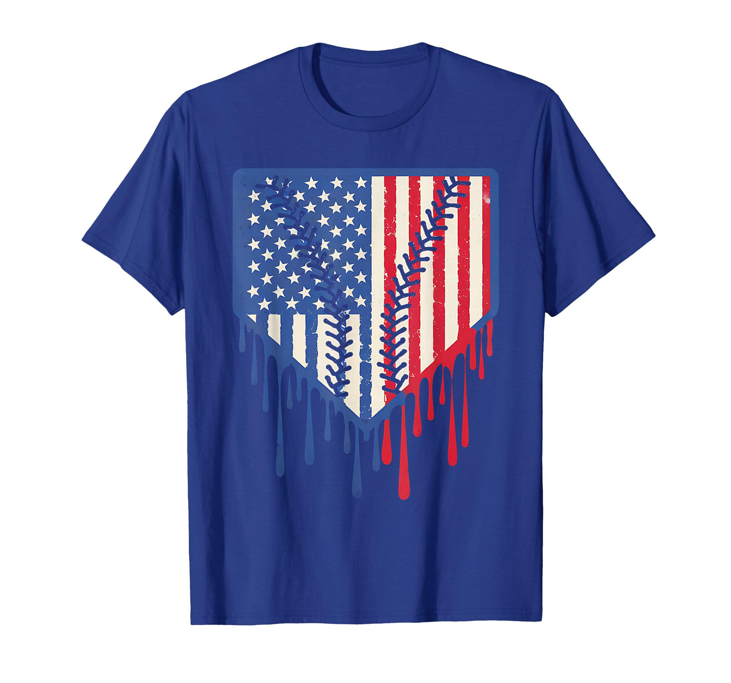 Funny Baseball Drip Boys Ice Cream Patriotic American Flag T-Shirt