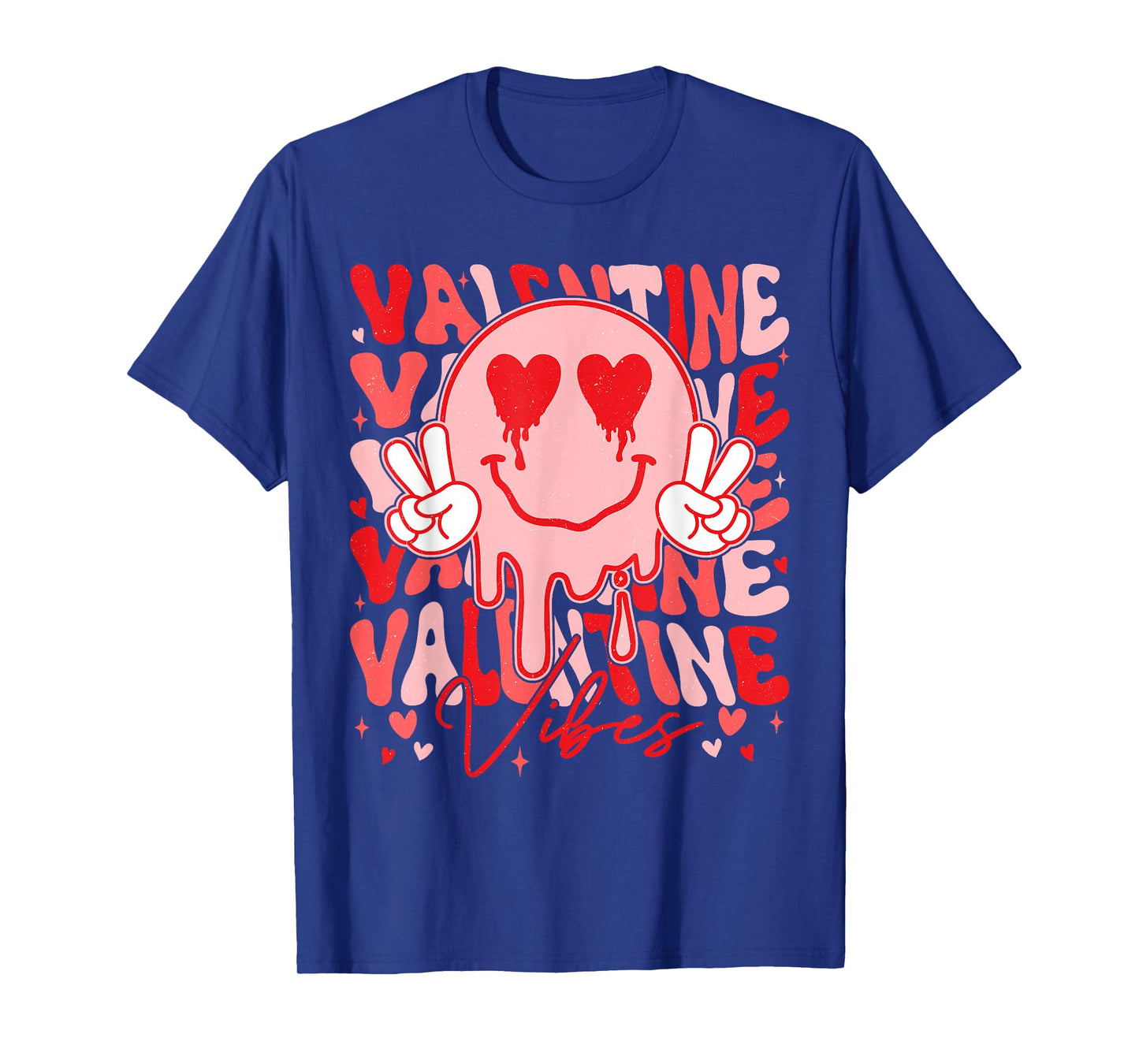 Retro Groovy Valentine Vibes Heart Face Men Women Kids Girl T-Shirt