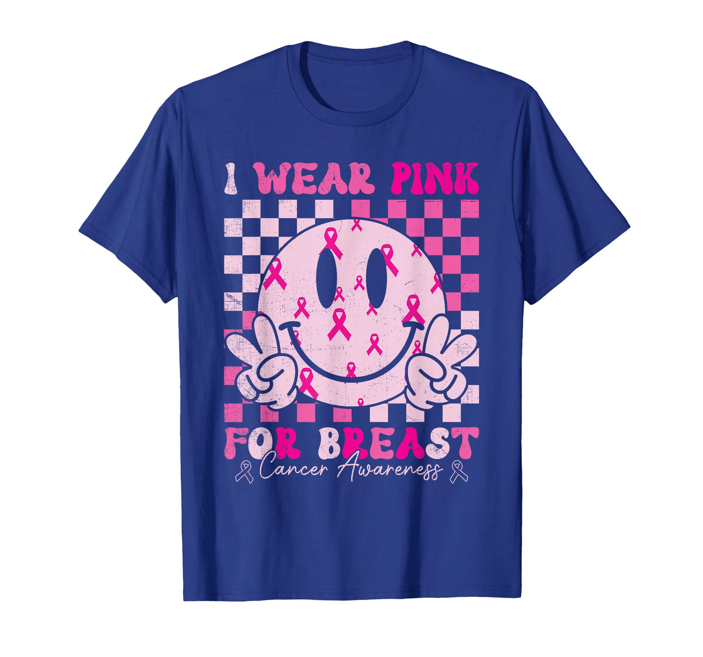 Retro I Wear Pink for Breast Cancer Awareness Pink Ribbon T-Shirt