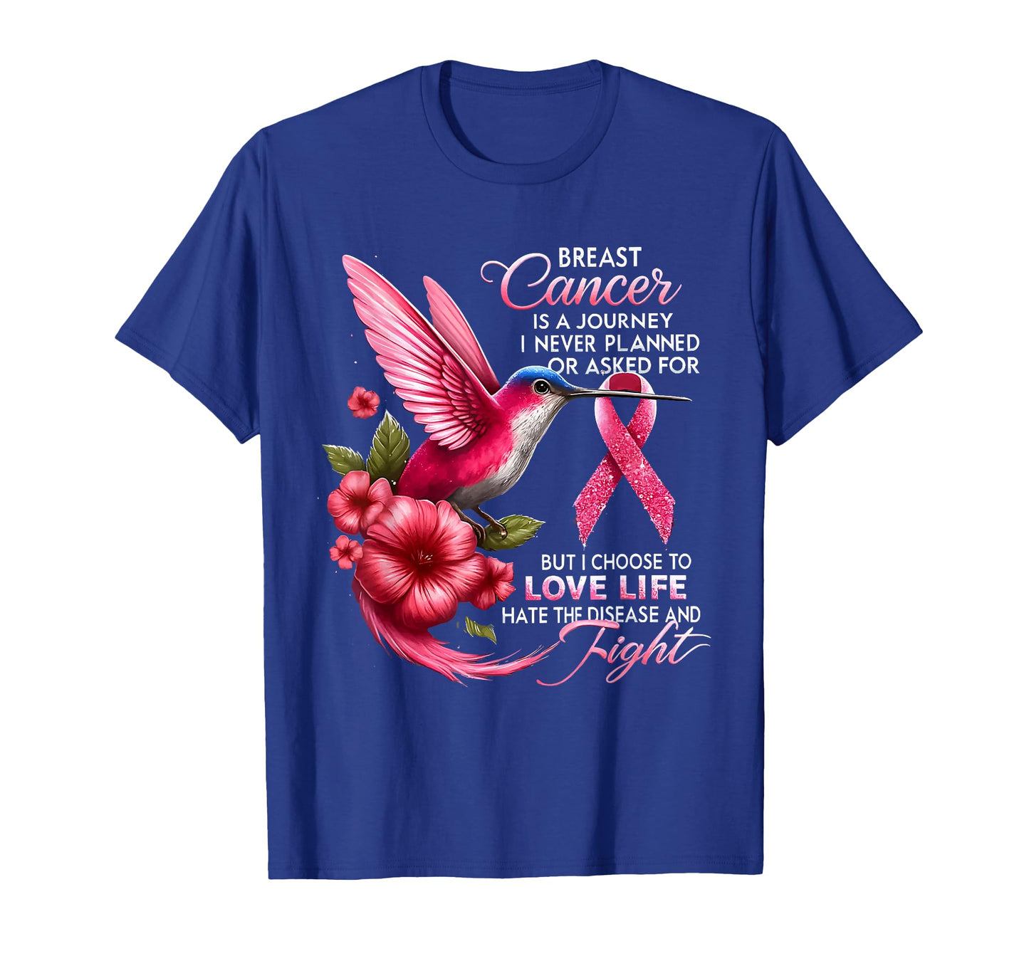 We Fight Breast Cancer Awareness Pink Hummingbird Ribbon T-Shirt