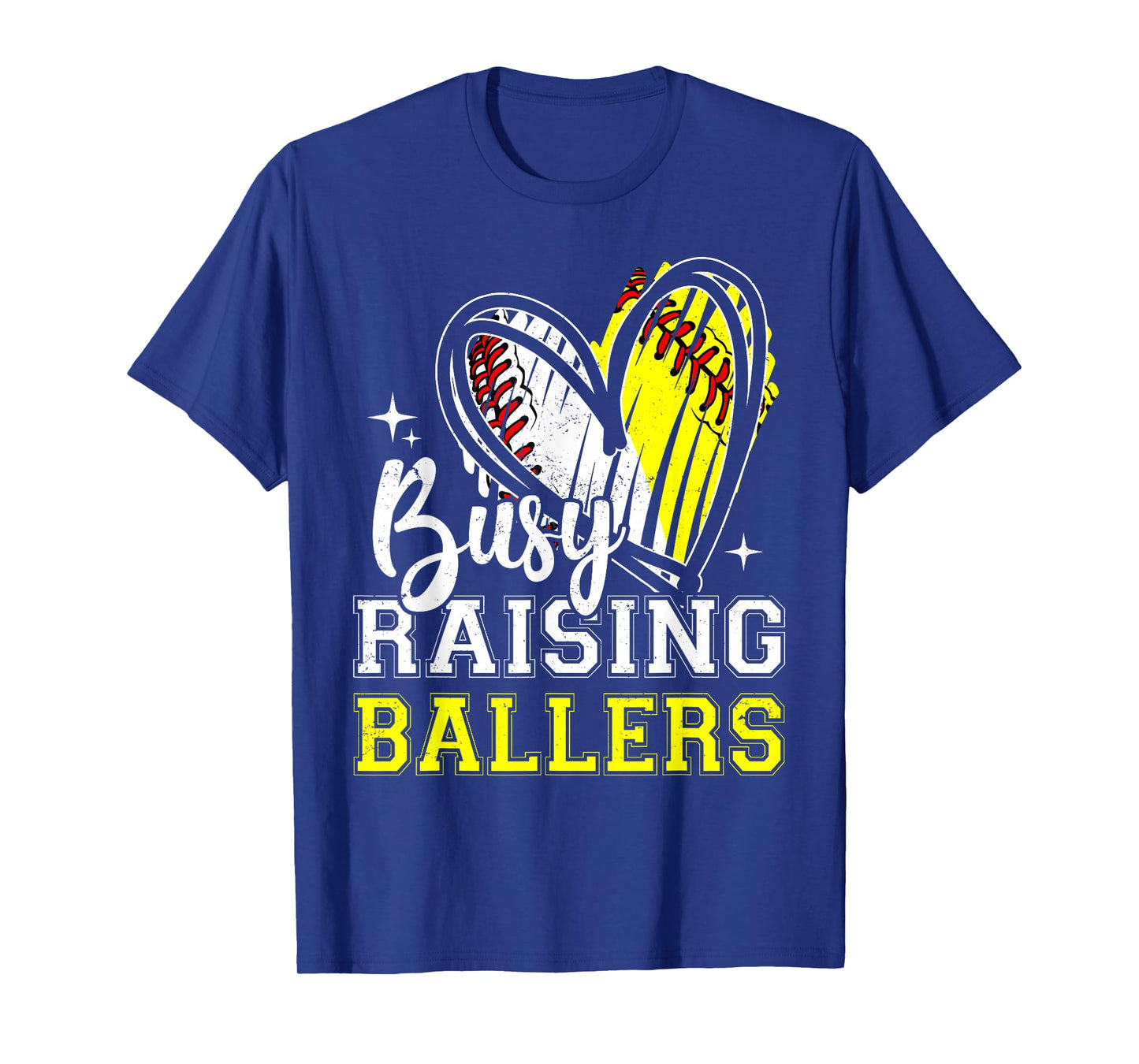 Busy Raising Ballers Heart Softball Baseball Mom T-Shirt