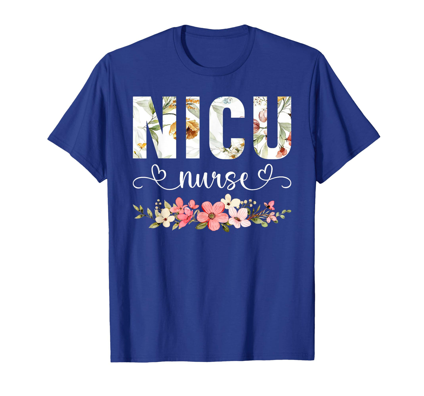 Floral NICU Nurse RN Neonatal Intensive Care Unit Nursing T-Shirt