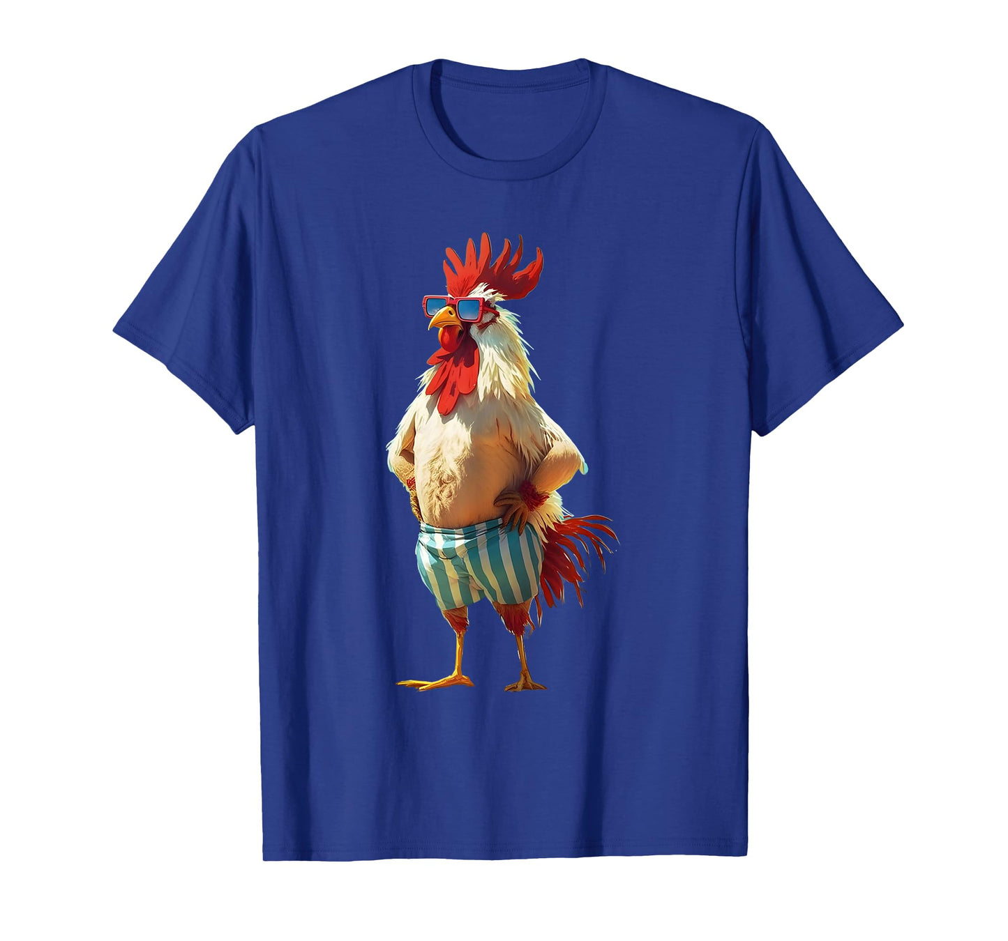 Chicken Sunshine Sea Hawaii Rooster Glasses Humorous Person T-Shirt