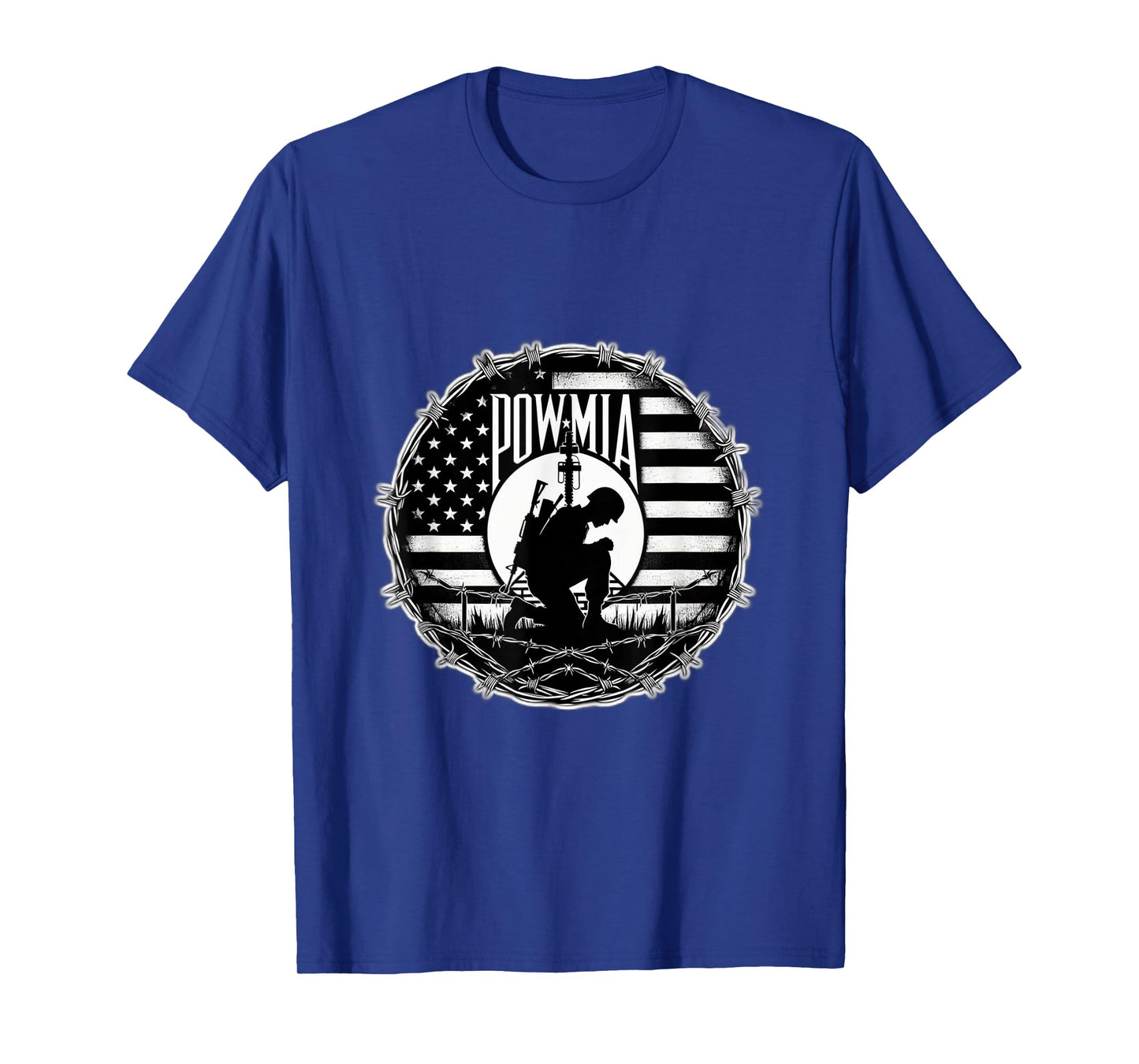 Obvious Logic POW MIA Unisex-Adults Black Cotton, Polyester Blend Short Sleeve Crew Neck T-Shirt