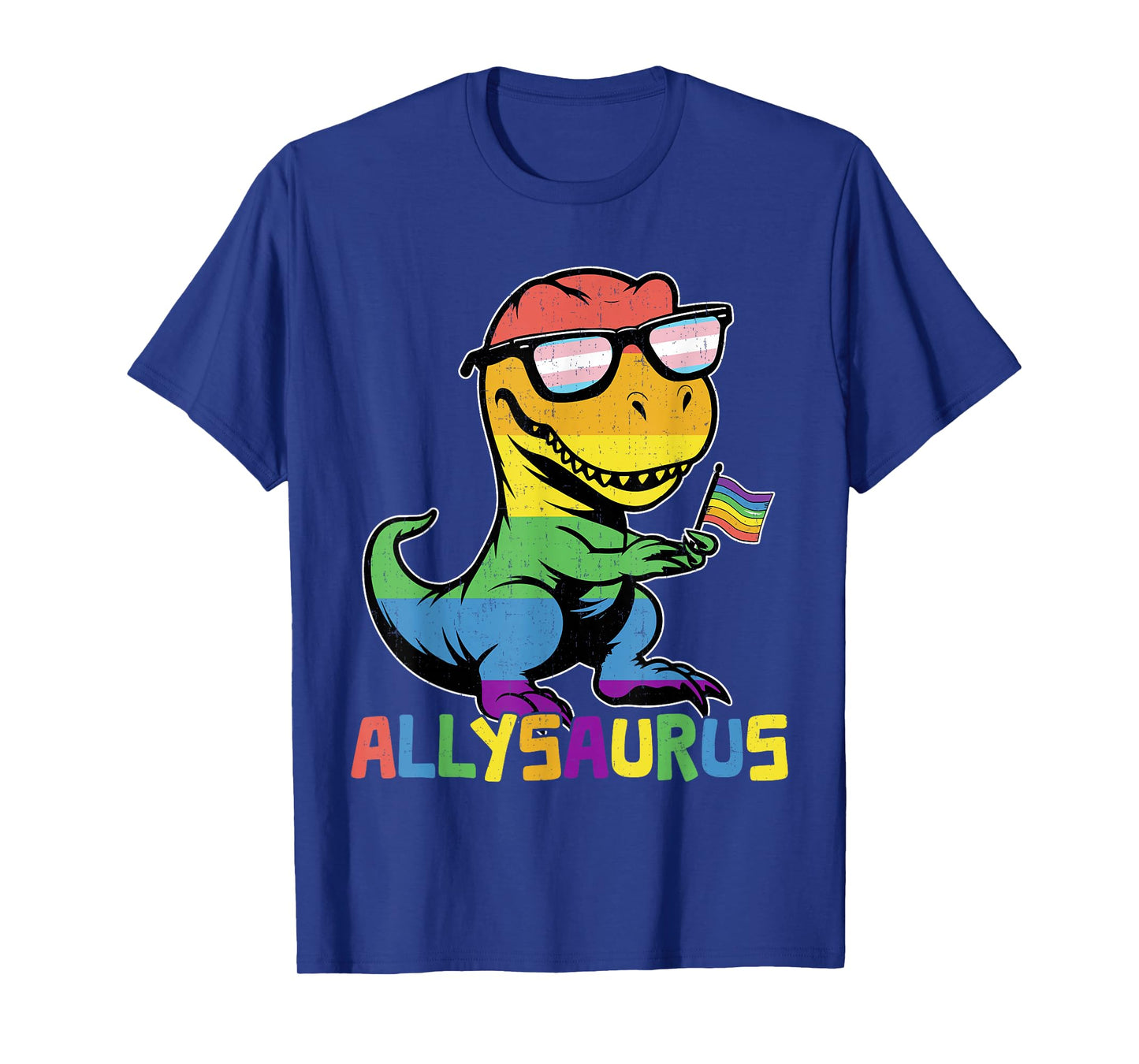 Funny Allysaurus LGBTQ Rainbow T Rex Kids Boys Gay Support T-Shirt