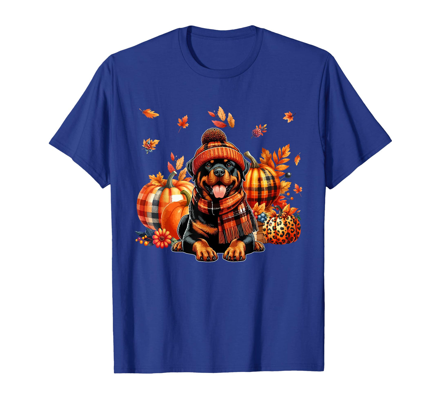 Rottweiler Thanksgiving Leopard Pumpkins Fall Leaves Lover T-Shirt