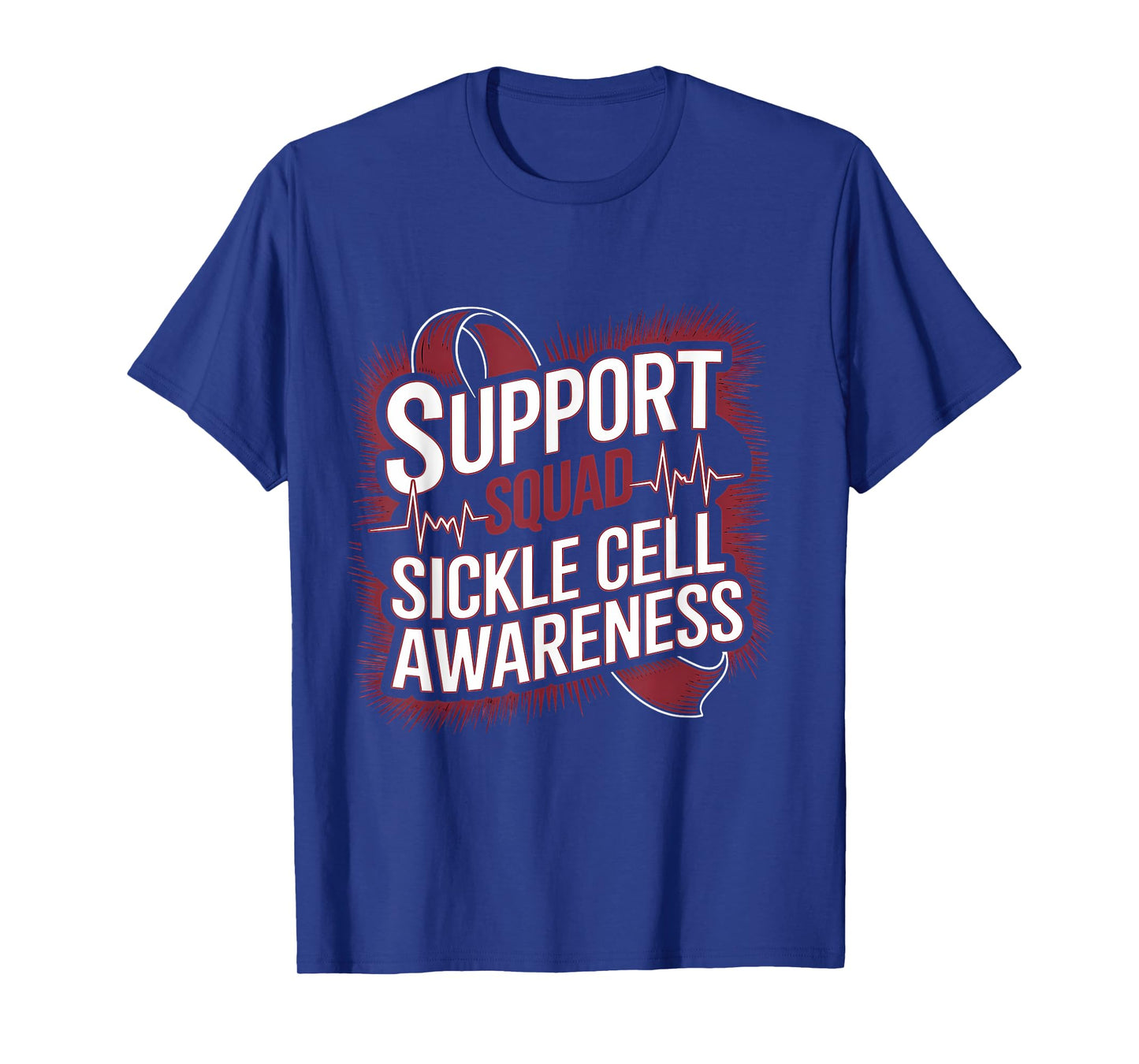 Sickle Cell Awareness Support Squad Burgundy Ribbon T-Shirt