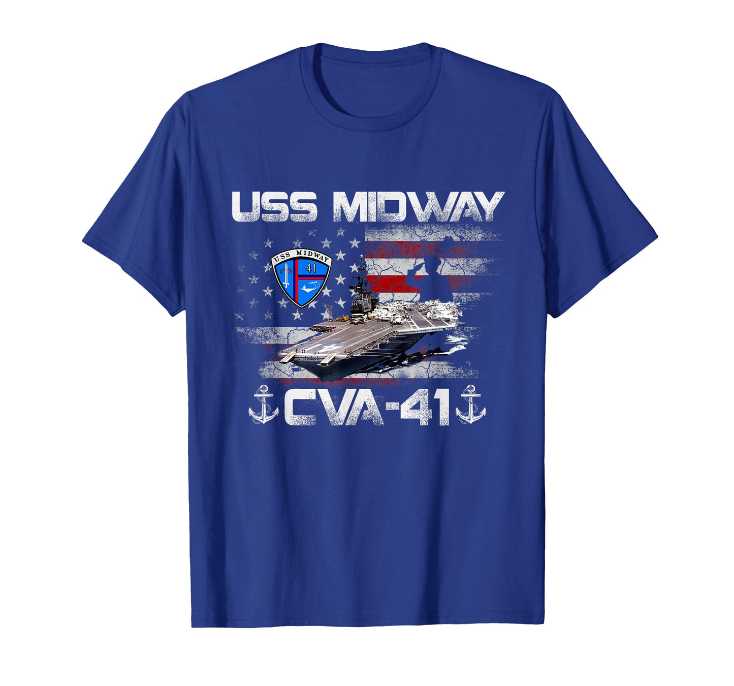 USS Midway CVA-41 Aircraft Carrier Flag Veterans Day Patriot T-Shirt