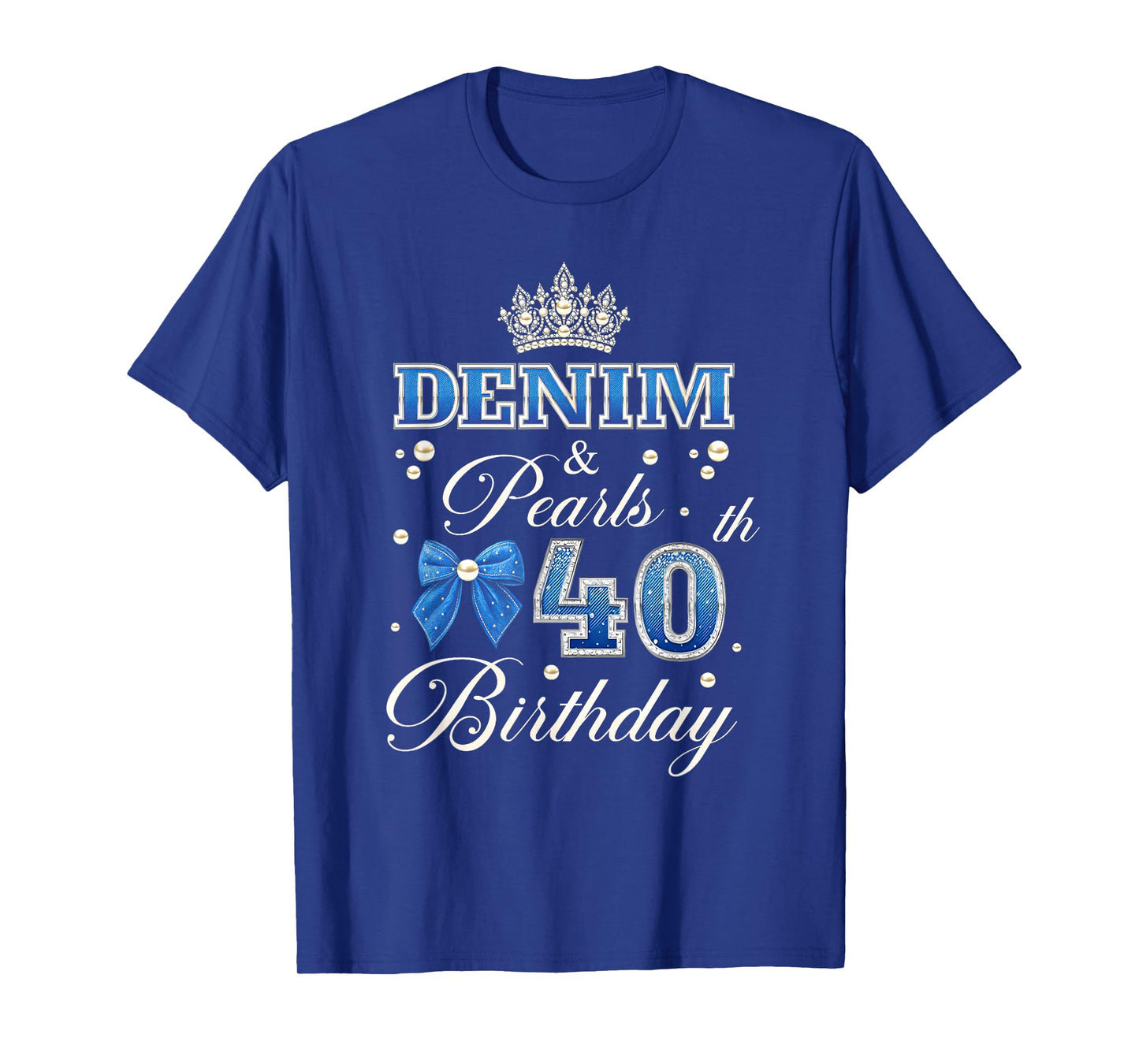 Denim and Pearls 40th Birthday Coquette Bow 40 Years Old T-Shirt