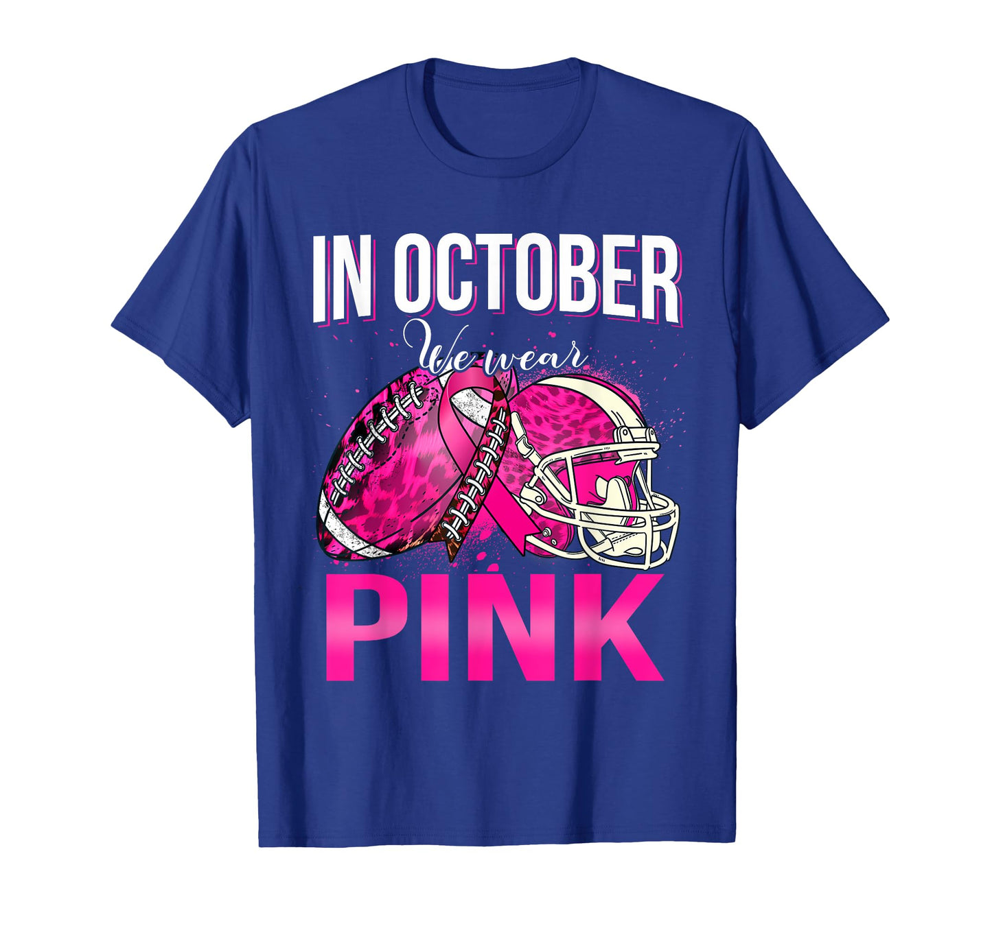 In October We Wear Pink Football Leopard Breast Cancer T-Shirt