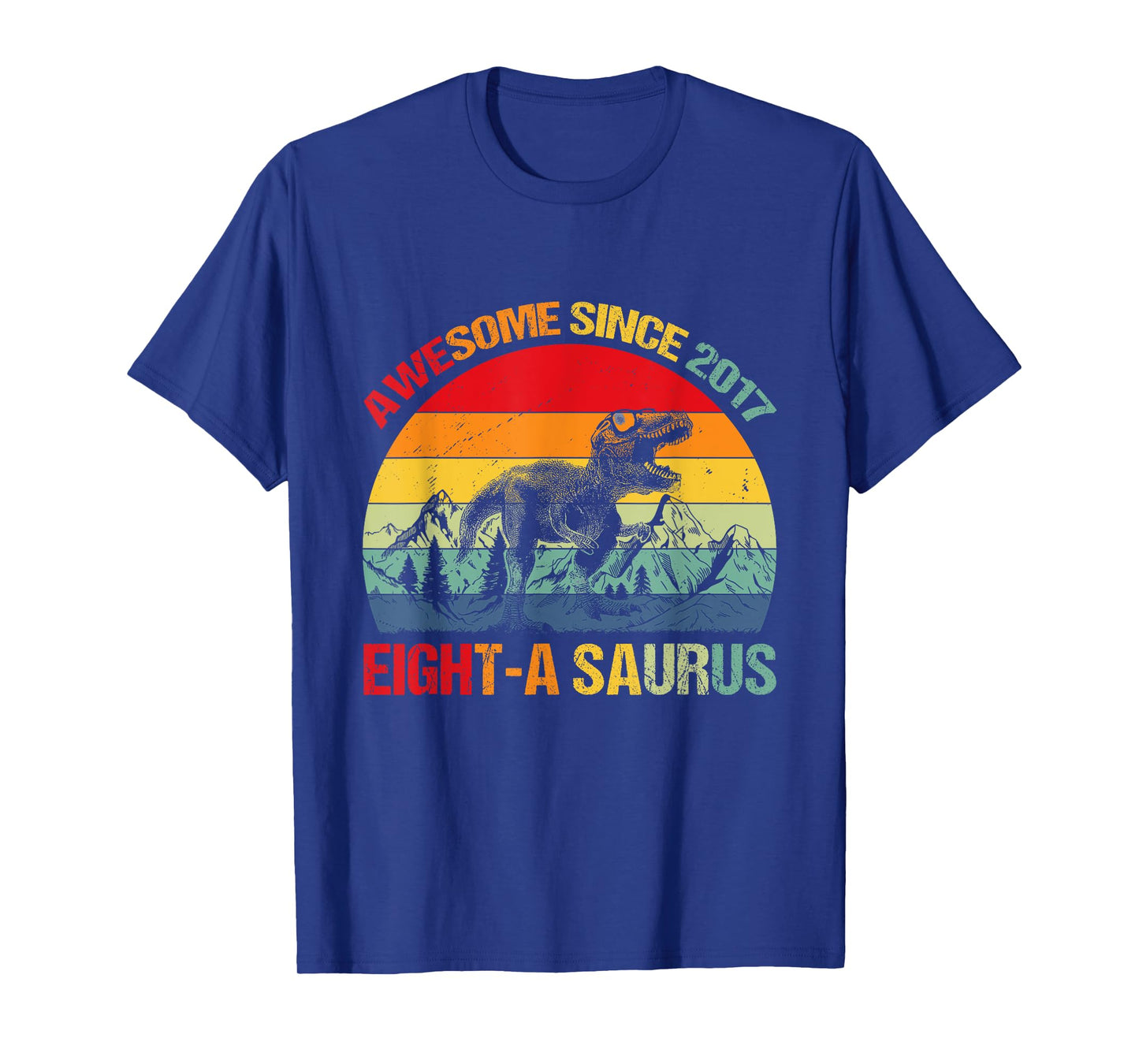 8th Birthday Awesome Since 2017 Dinosaur 8th Birthday Boy T-Shirt