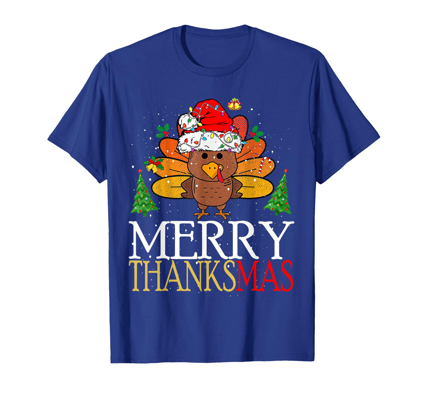 Merry Thanksmas Happy Thanksgiving Santa Turkey T-Shirt