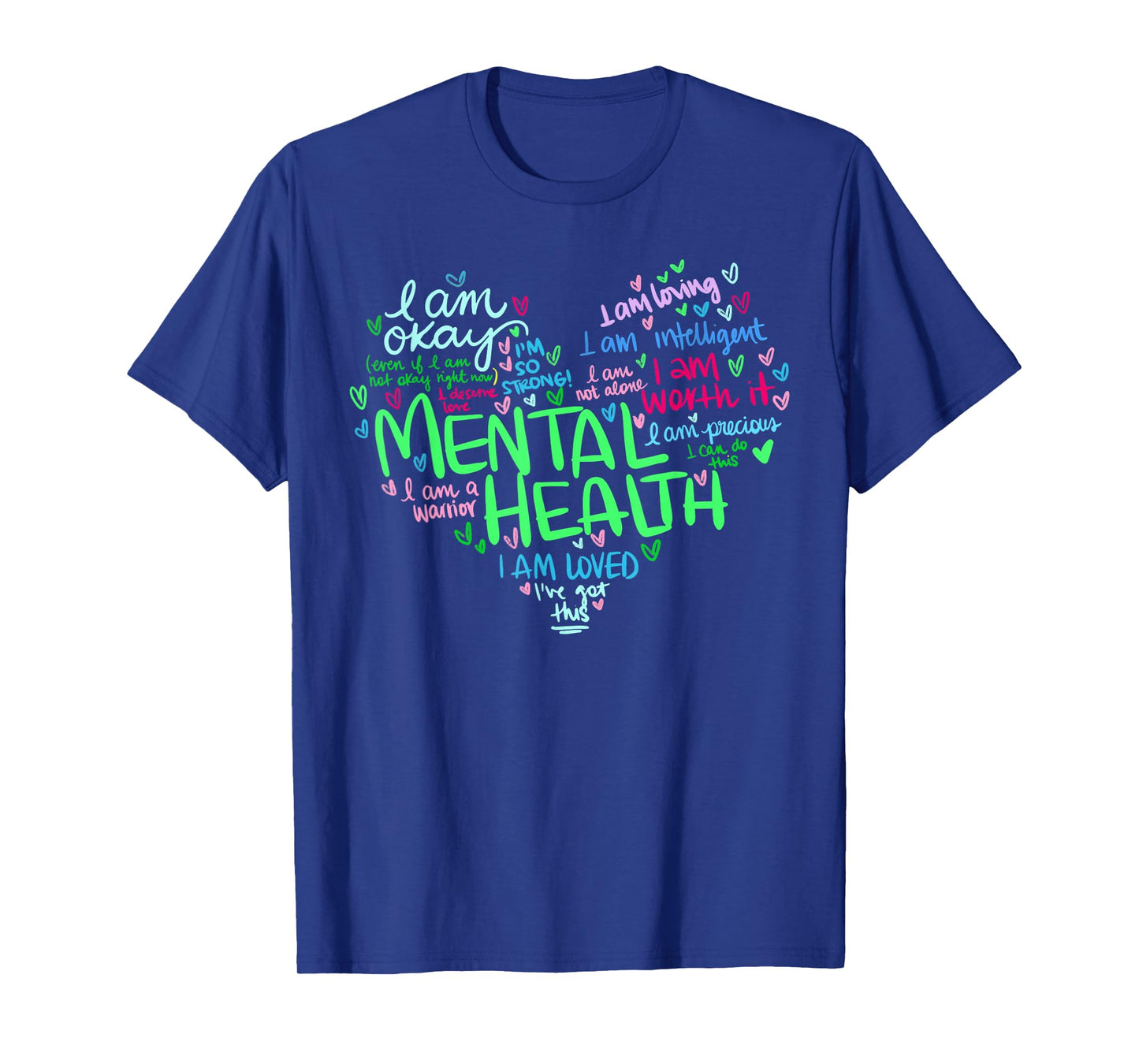 Heart I Wear Green For Mental Health Awareness Month Ribbon T-Shirt