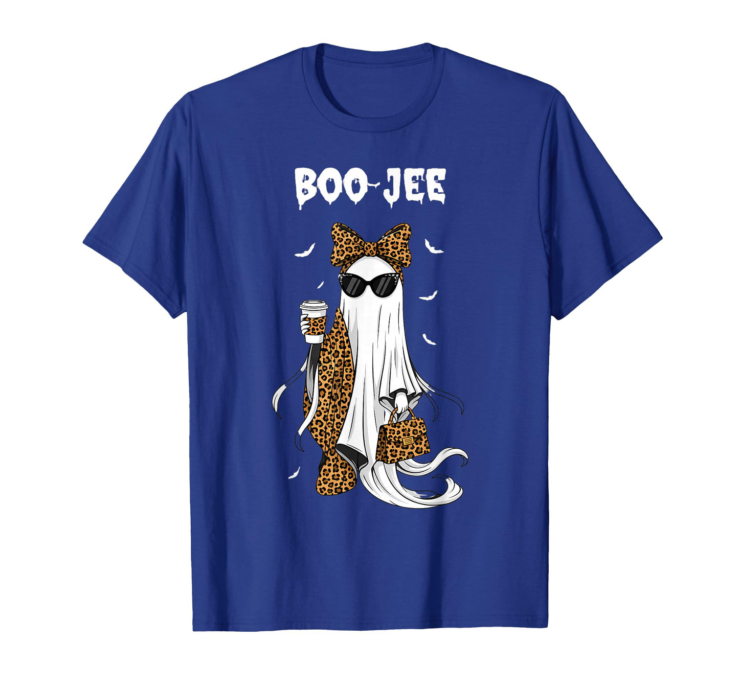 Coquette Leopard Ghost Coffee Boo-JEE Halloween Boujee Ghost T-Shirt