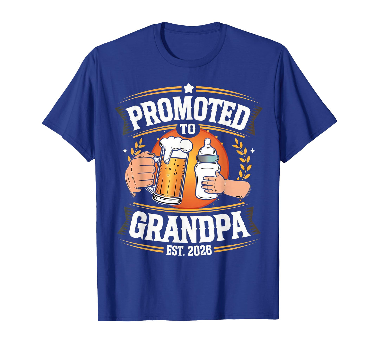 Promoted To Grandpa Est 2026 Funny Beer Baby Bottle Mens T-Shirt