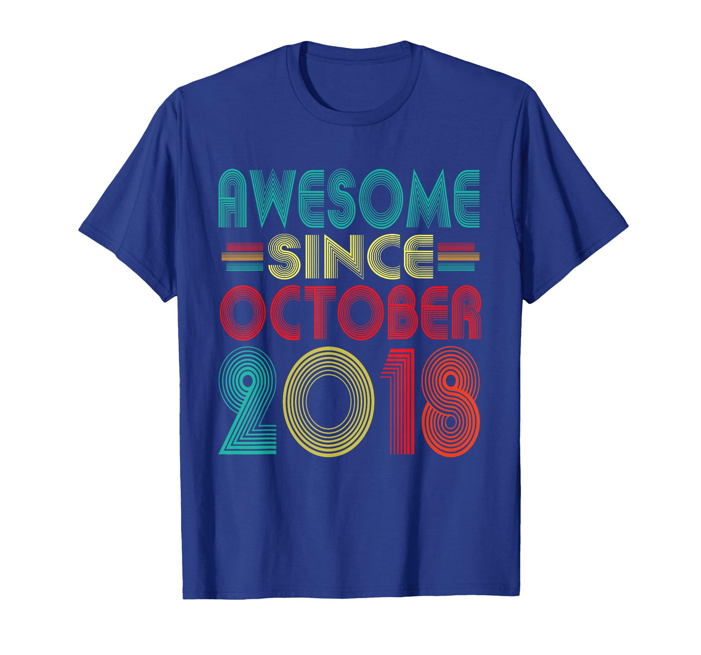 Awesome Since October 2018 Years 7th Birthday Funny Vintage T-Shirt