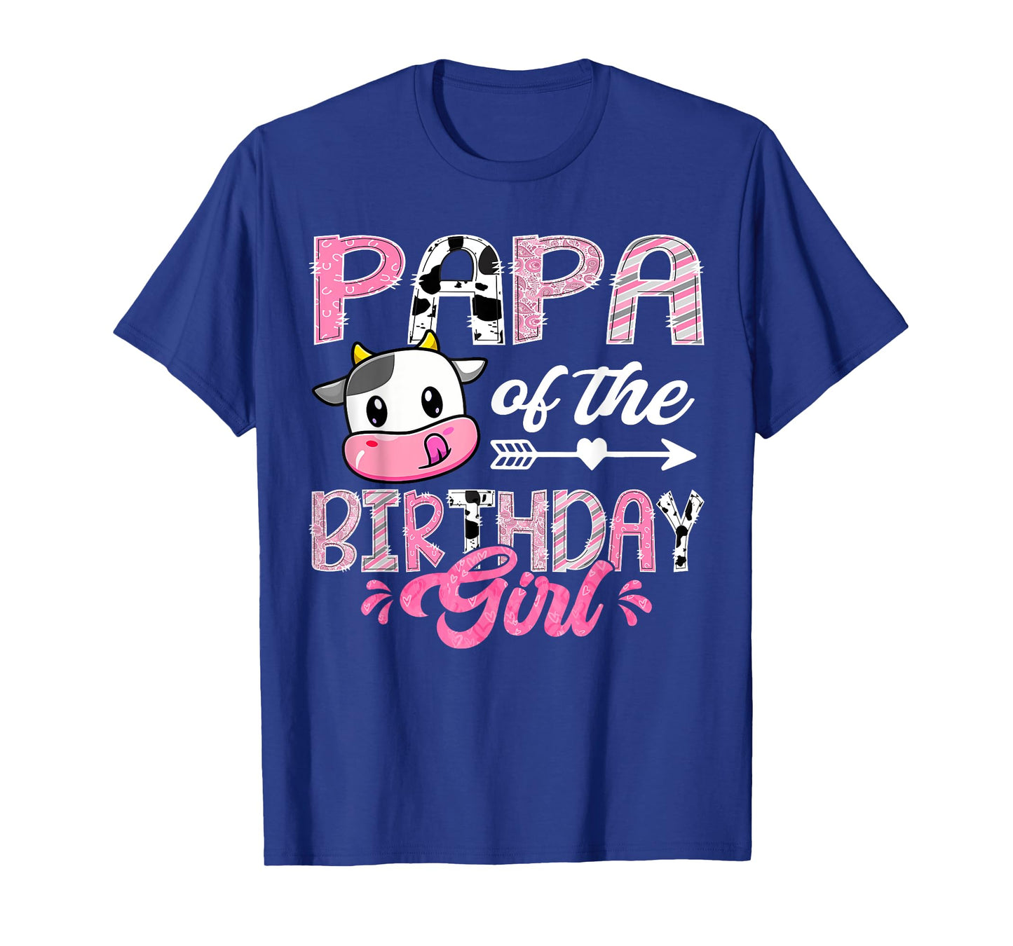 Papa Of The Birthday Girl Pink Farm Cow 1St Birthday T-Shirt