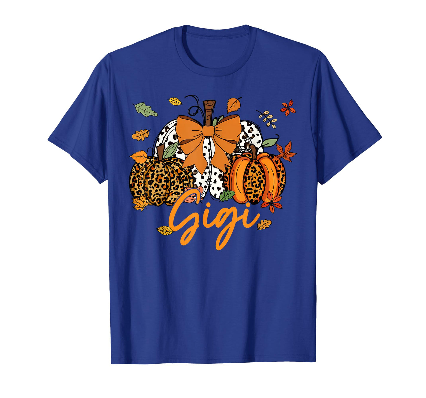 Gigi Thanksgiving Leopard Pumpkin Coquette Bow Mom Grandma T-Shirt