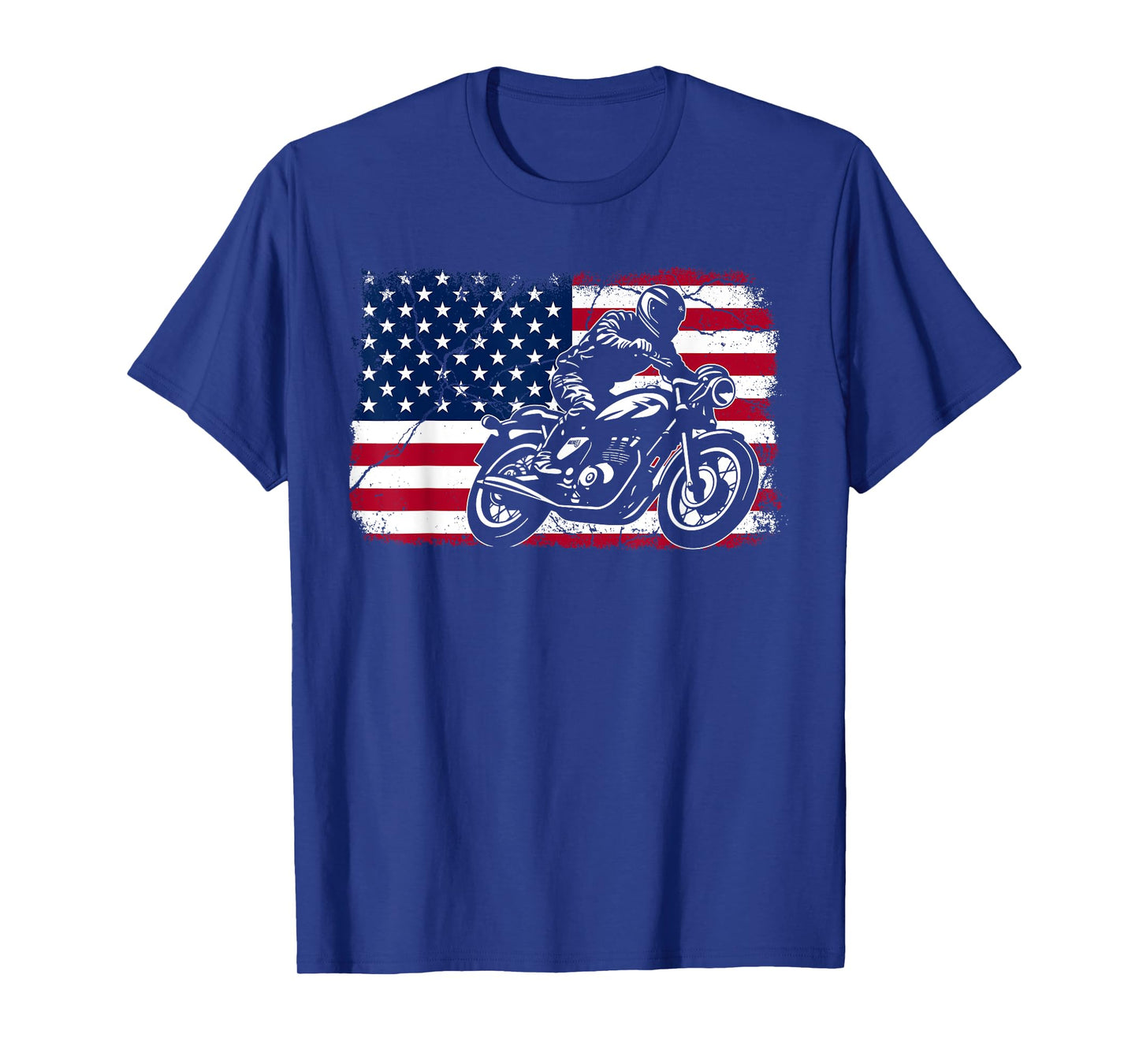 American Flag Biker Motorcycle USA Flag 4th of July Boys Men T-Shirt
