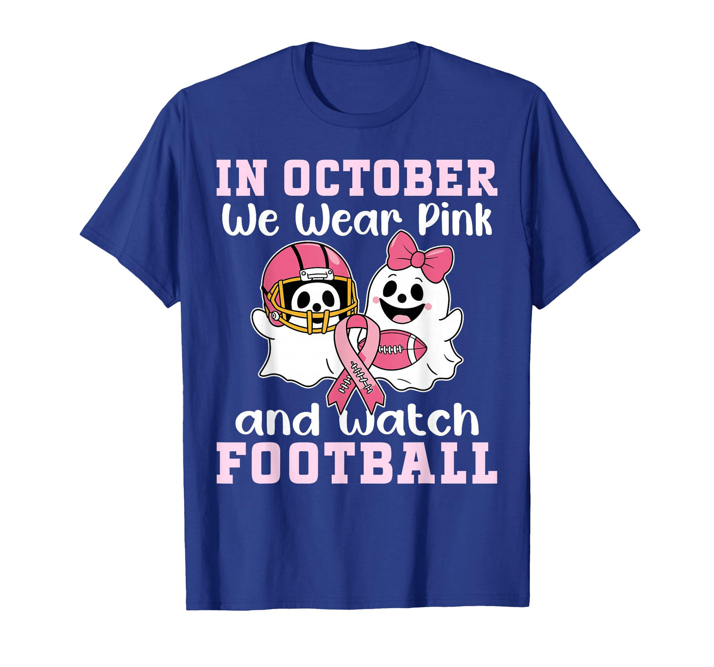 Football Breast Cancer Halloween in October we wear Pink Men T-Shirt