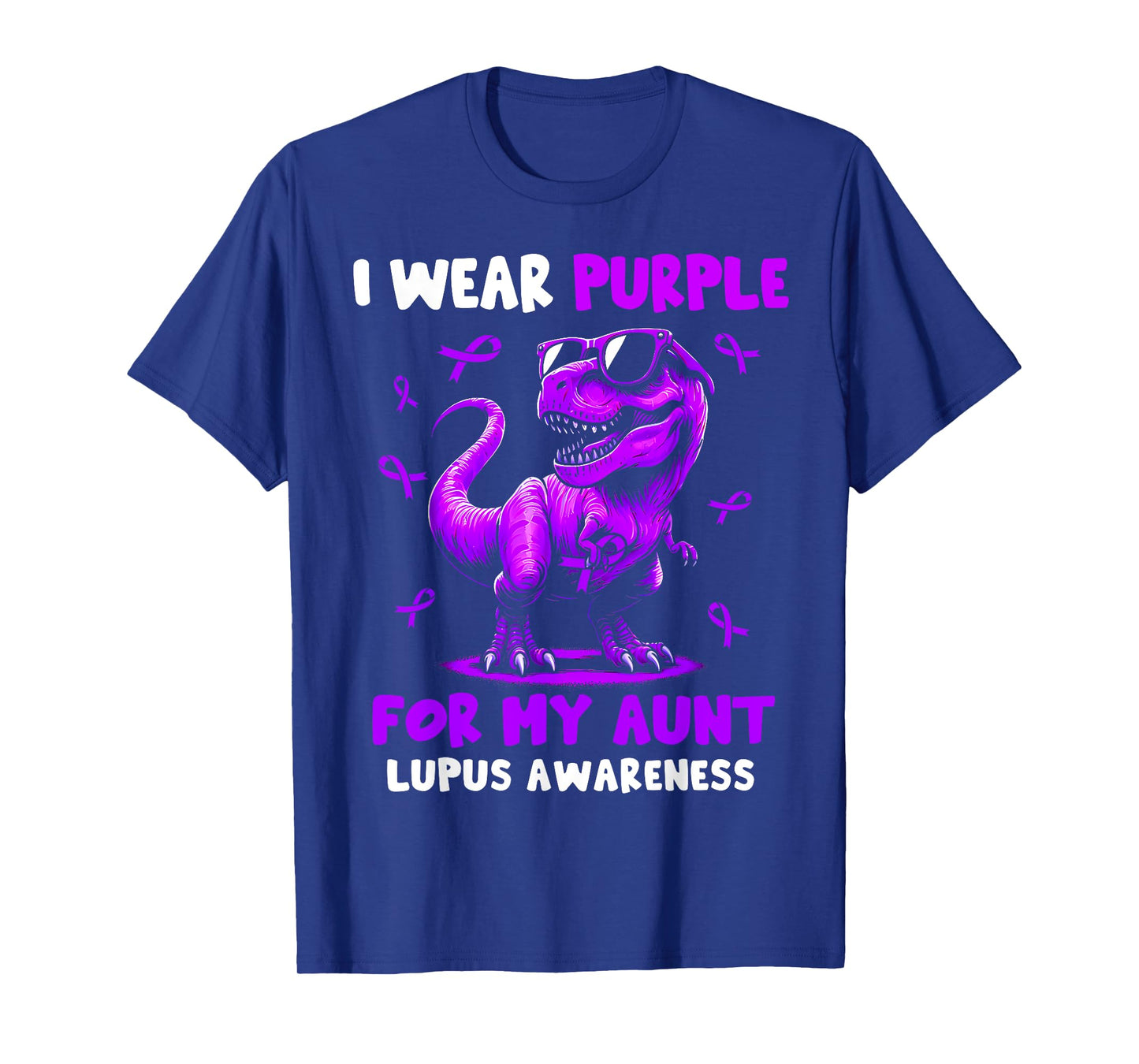 I Wear Purple For My Aunt Lupus Awareness Dinosaur Boys T-Shirt