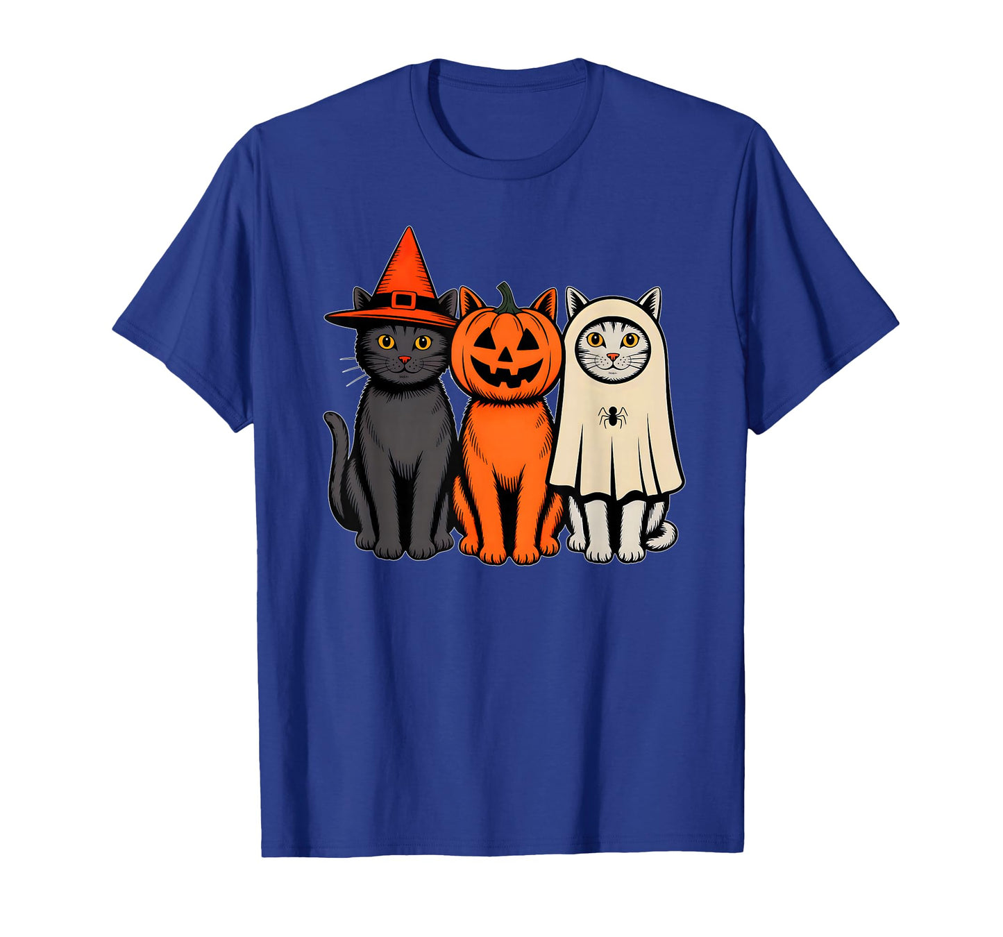 Cute Ghost Halloween Black Cat Witch Hat Pumpkin Women Girls T-Shirt