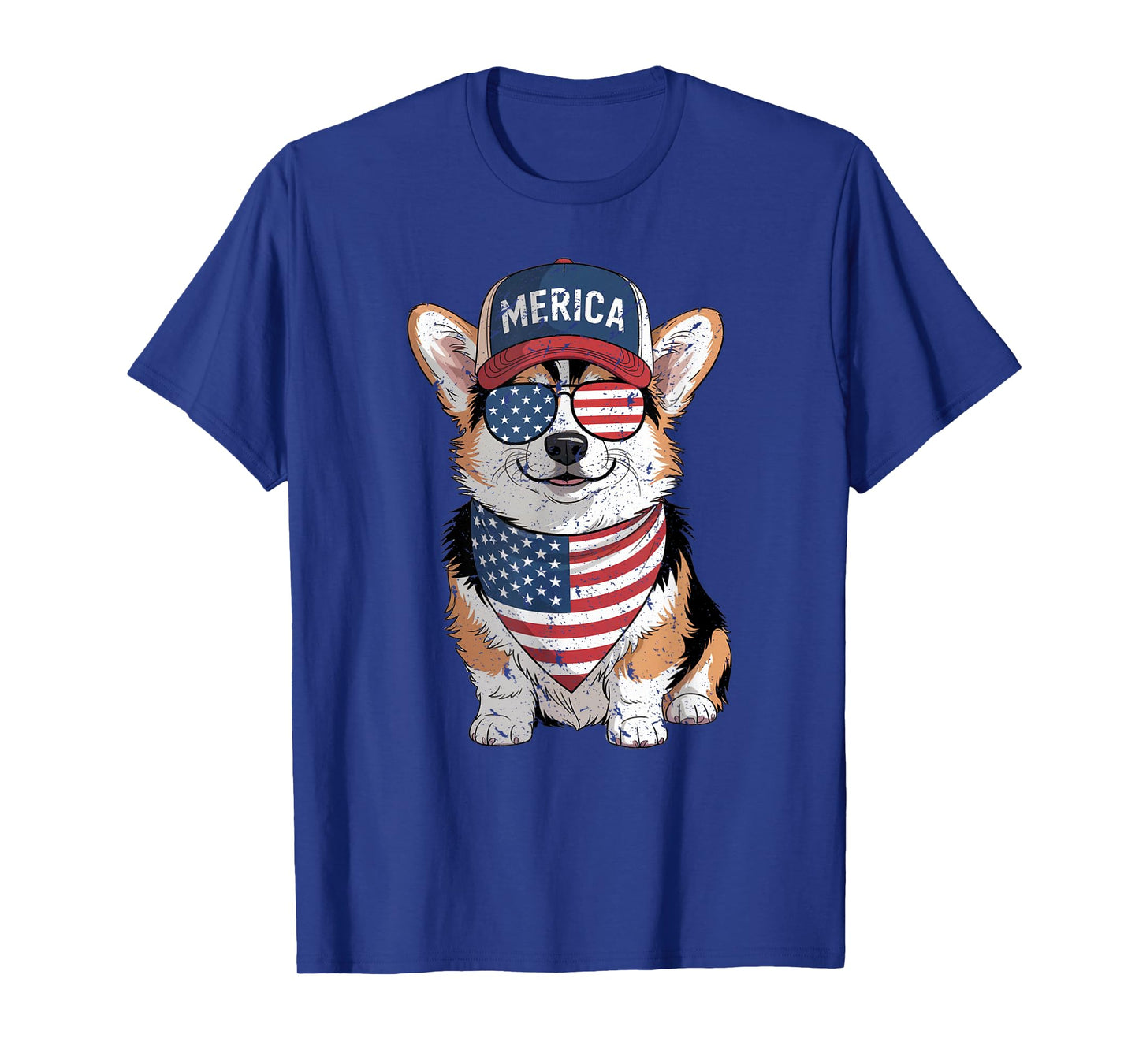 Tri Color Corgi 4th of July US American Flag Dog Patriotic Men Women Kids T-Shirt