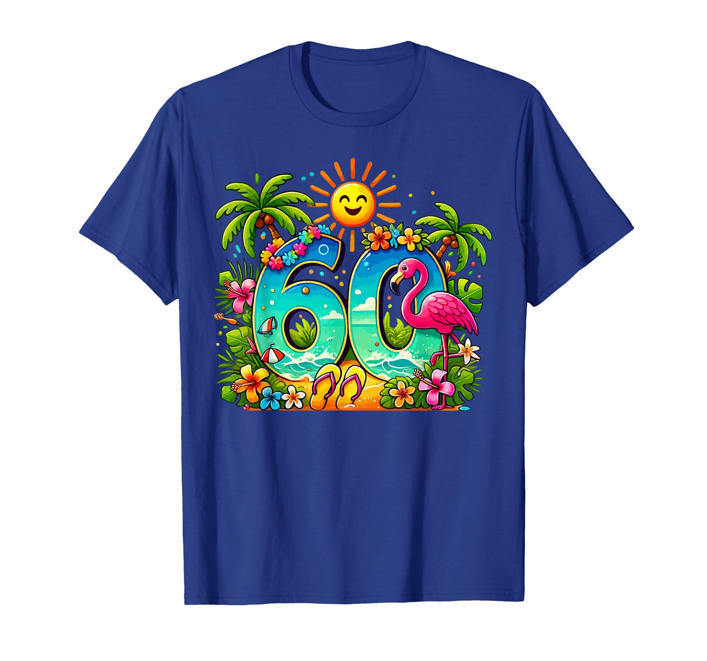 Aloha 60th Birthday Hawaiian Beach Hibiscus Tropical Party Men Women T-Shirt