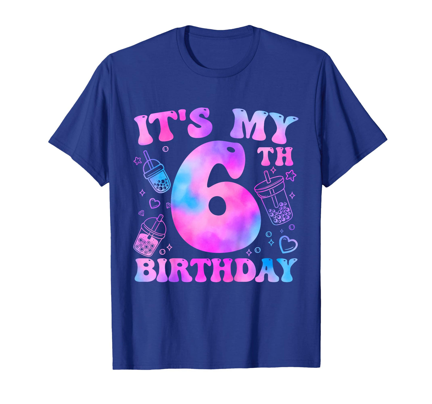 It's My 6th Birthday Bubble Boba Tea Theme 6 Year Old Girl T-Shirt