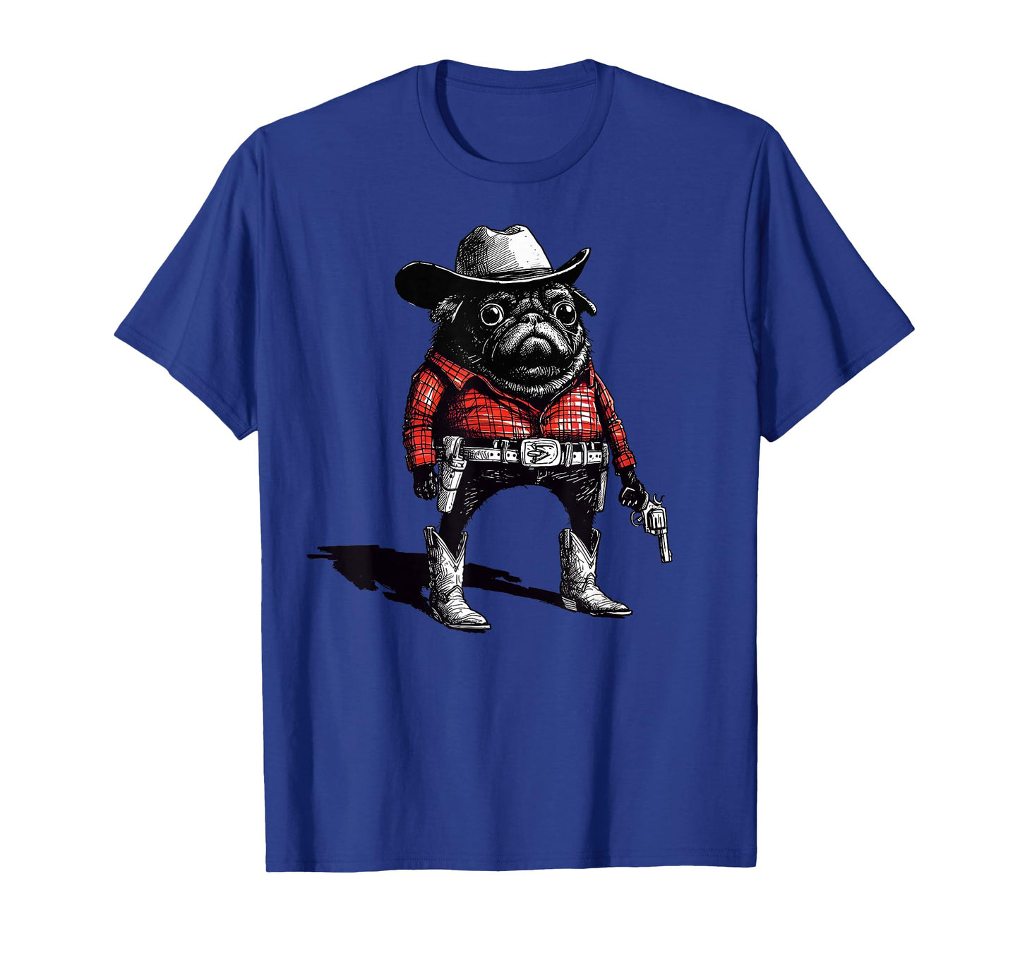 Cowboy Pug Dog Funny Western Outfit Red Pug Cowboy Meme T-Shirt