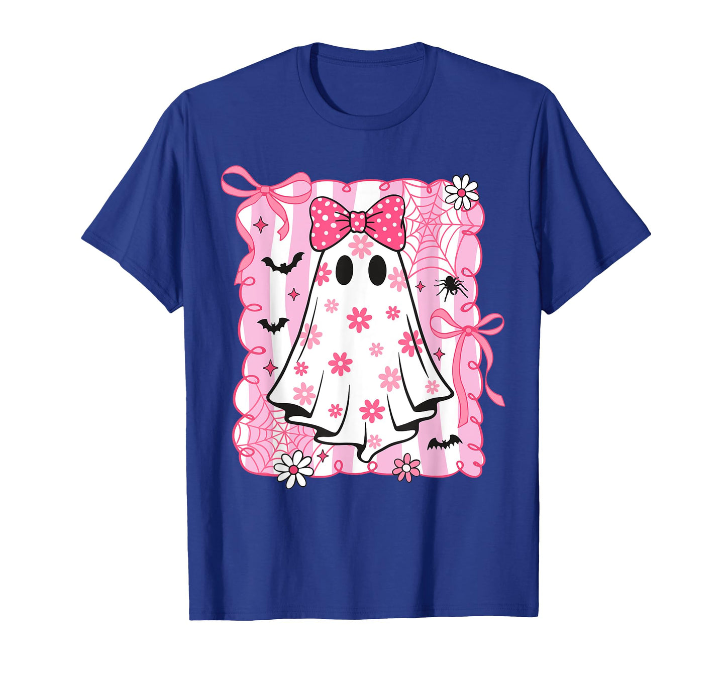 Spooky Vibes Pink Ghost Preppy Halloween Women Girls Kids T-Shirt