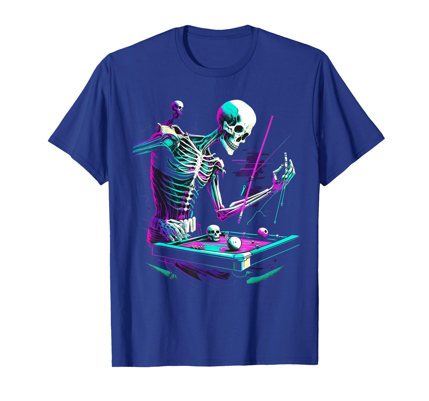 Skeleton Playing Billiard Halloween Costume Sport Pool T-Shirt
