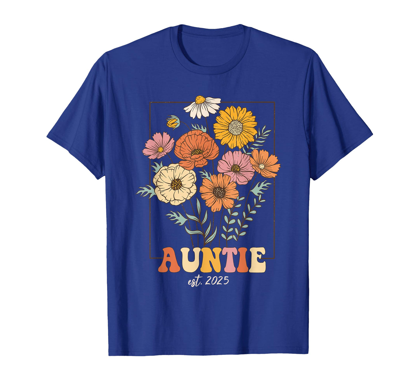 Wildflowers Aunt Pregnancy Reveal Aunt to be Auntie Est 2025 T-Shirt