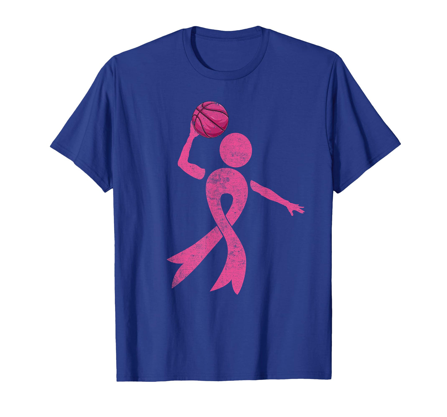 Retro Basketball Pink Ribbon Breast Cancer Awareness Sport T-Shirt